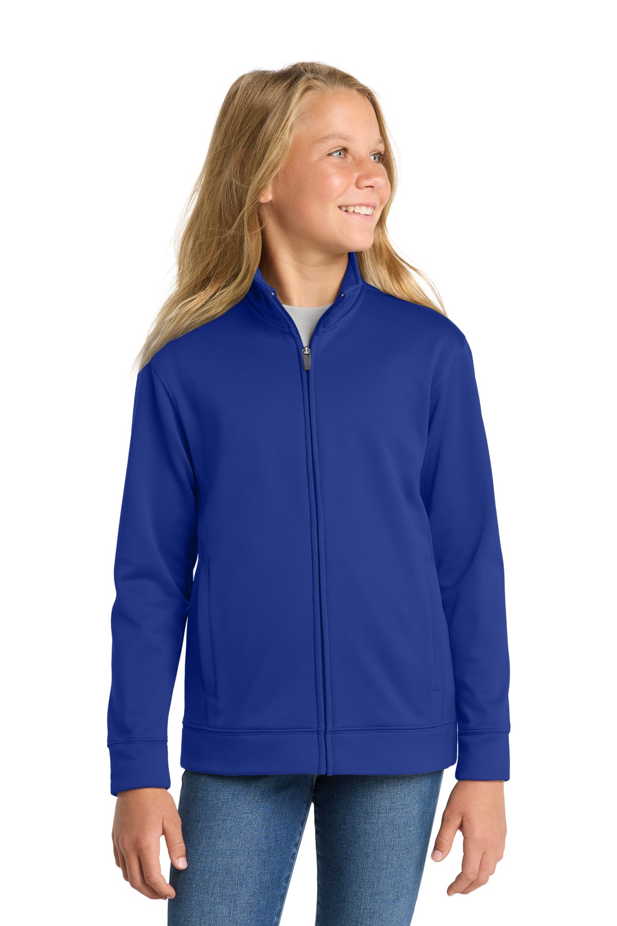 Sport-Tek Youth Sport-Wick Fleece Full-Zip Jacket.  YST241 in True Royal