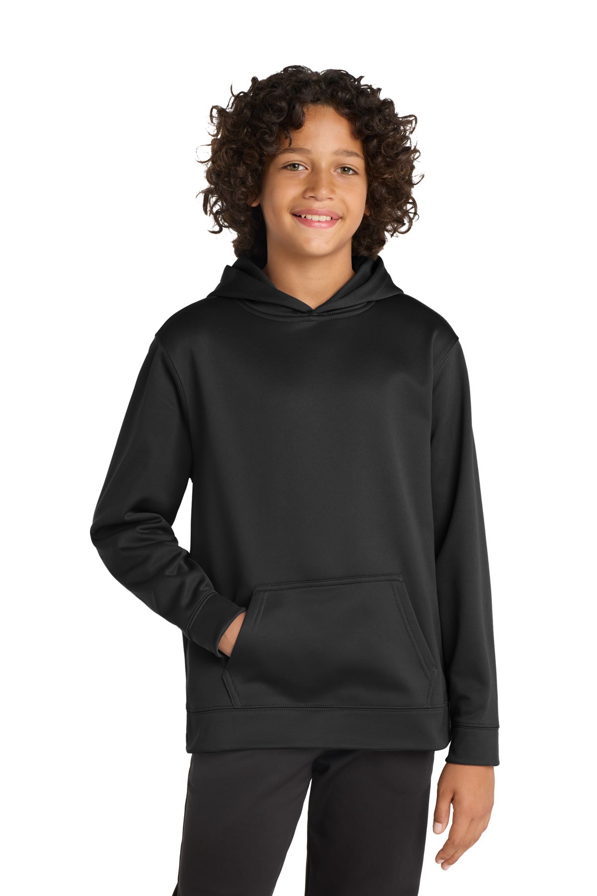 Sport-Tek Youth Sport-Wick Fleece Hooded Pullover. YST244 in Black