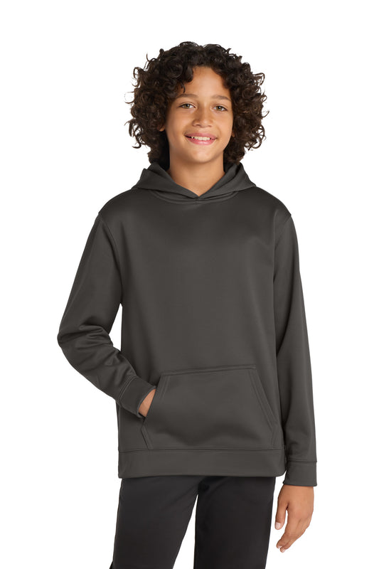 Sport-Tek Youth Sport-Wick Fleece Hooded Pullover. YST244 in Iron Grey