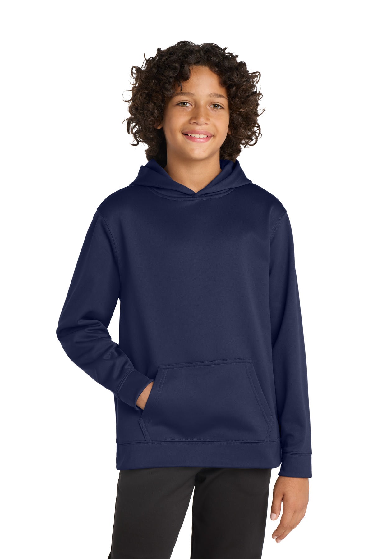 Sport-Tek Youth Sport-Wick Fleece Hooded Pullover. YST244 in Navy
