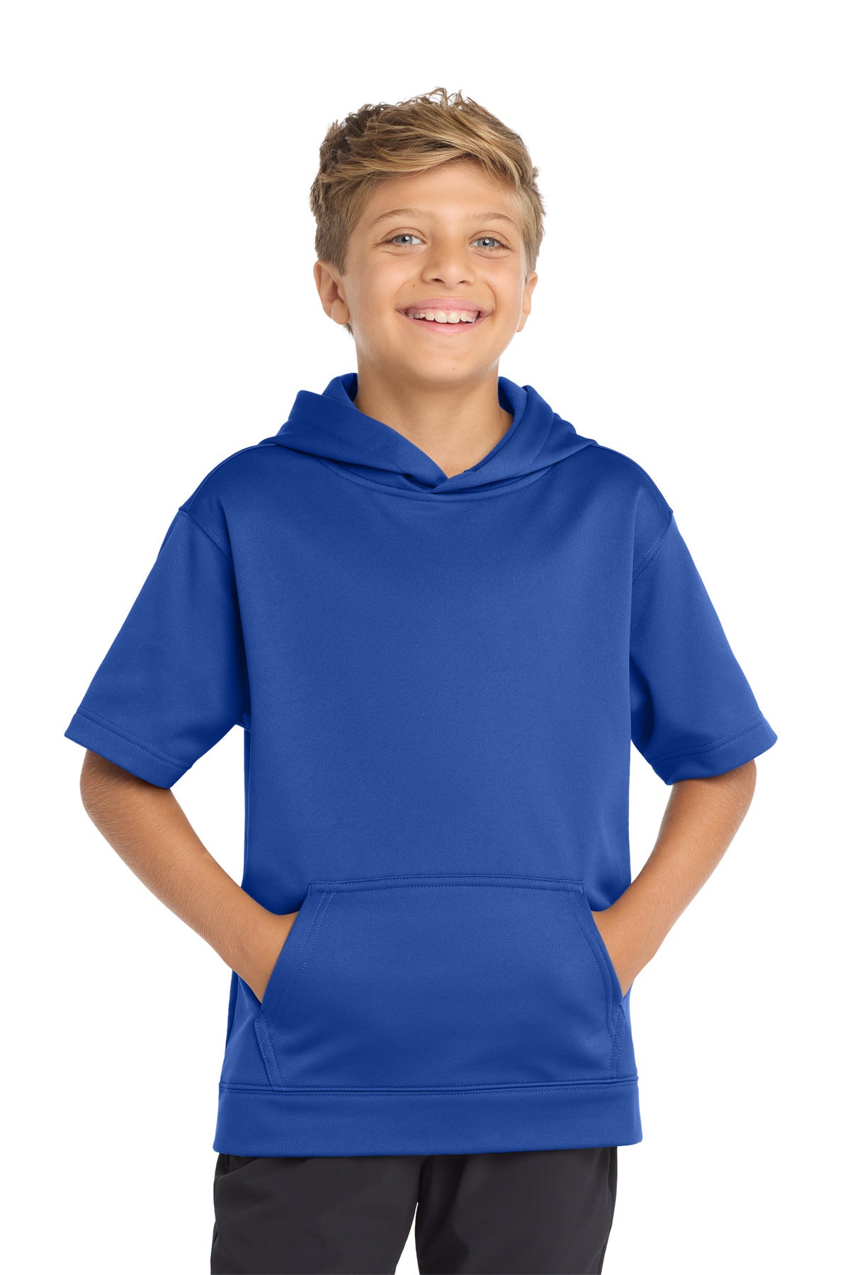 Sport-Tek  Youth Sport-Wick  Fleece Short Sleeve Hooded Pullover. YST251 in True Royal