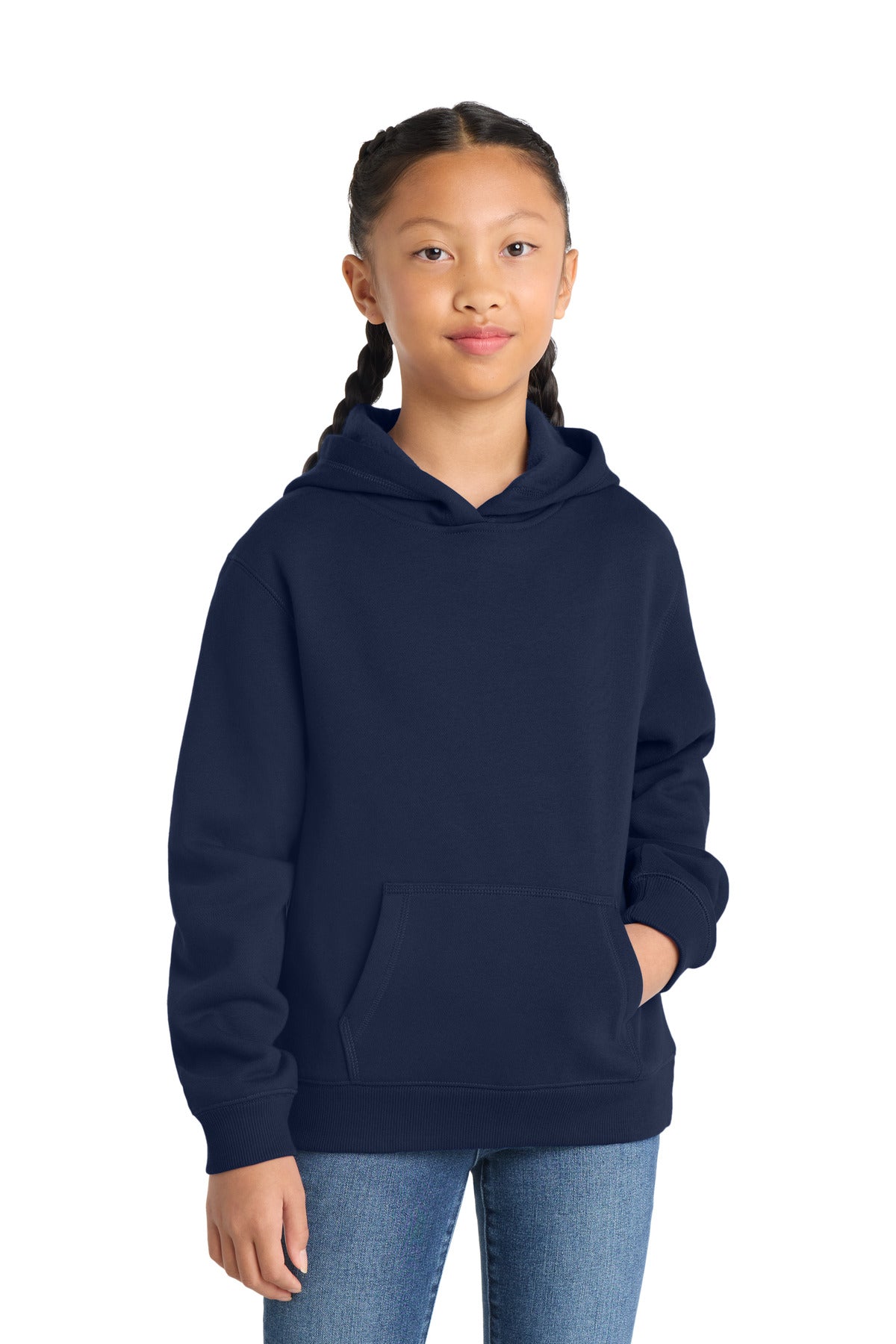 Sport-Tek Youth Pullover Hooded Sweatshirt. YST254 in True Navy