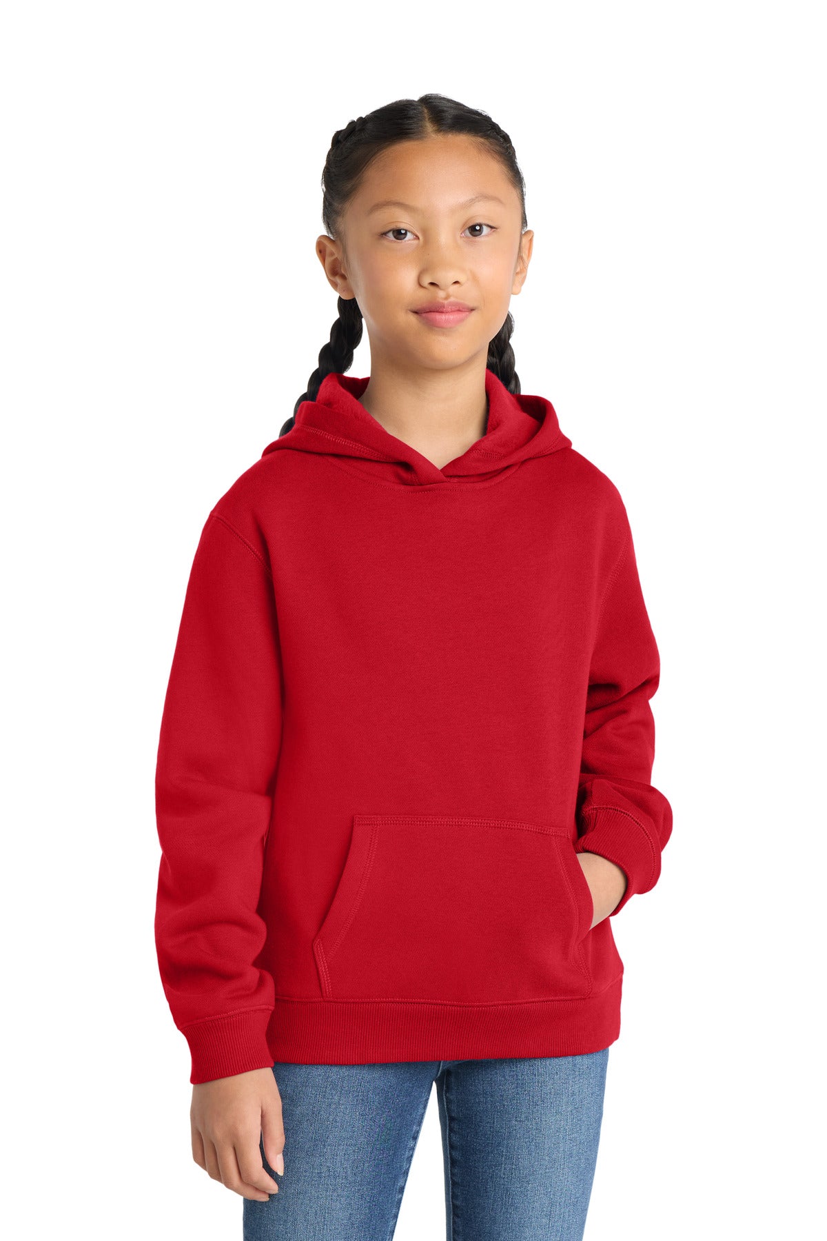 Sport-Tek Youth Pullover Hooded Sweatshirt. YST254 in True Red