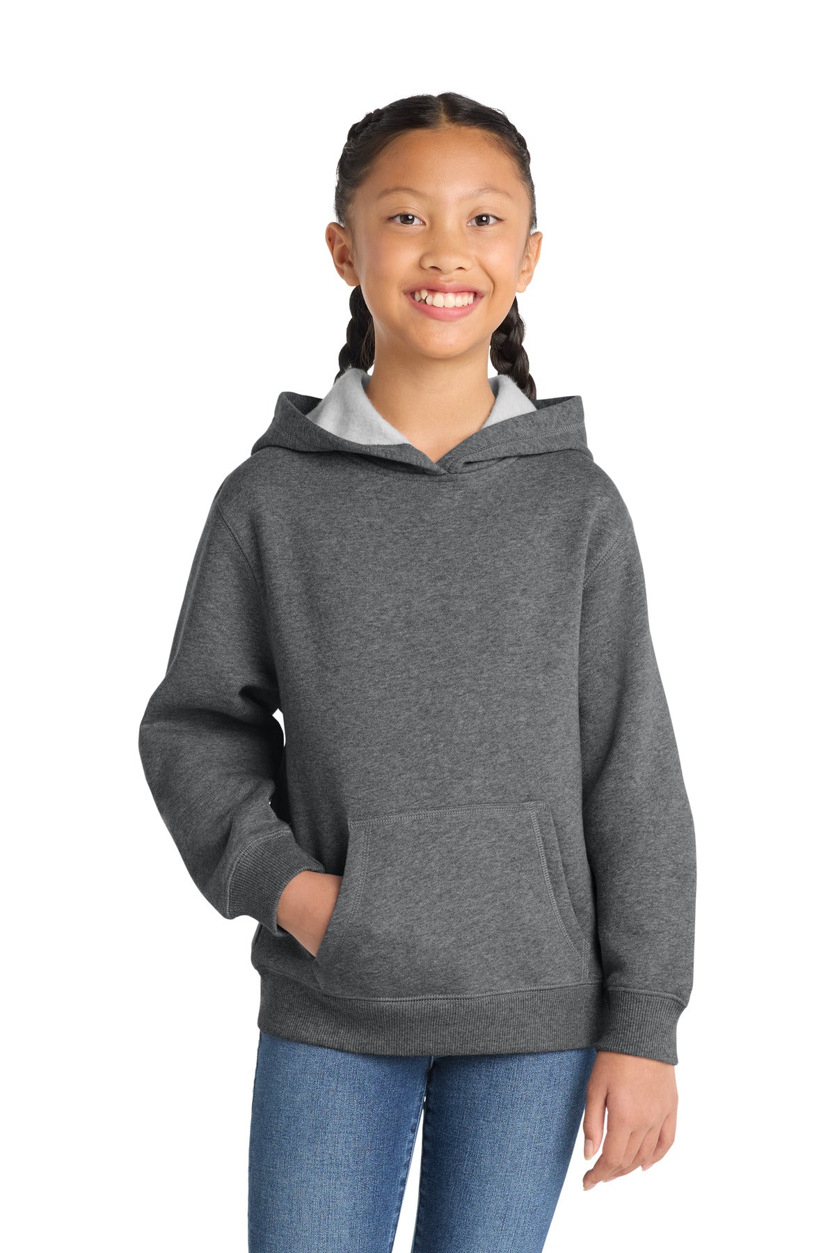 Sport-Tek Youth Pullover Hooded Sweatshirt. YST254 in Vintage Heather