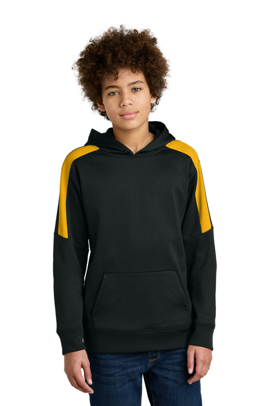 Sport-Tek Youth Sport-Wick Fleece United Pullover Hoodie YST255 in Black/ Gold