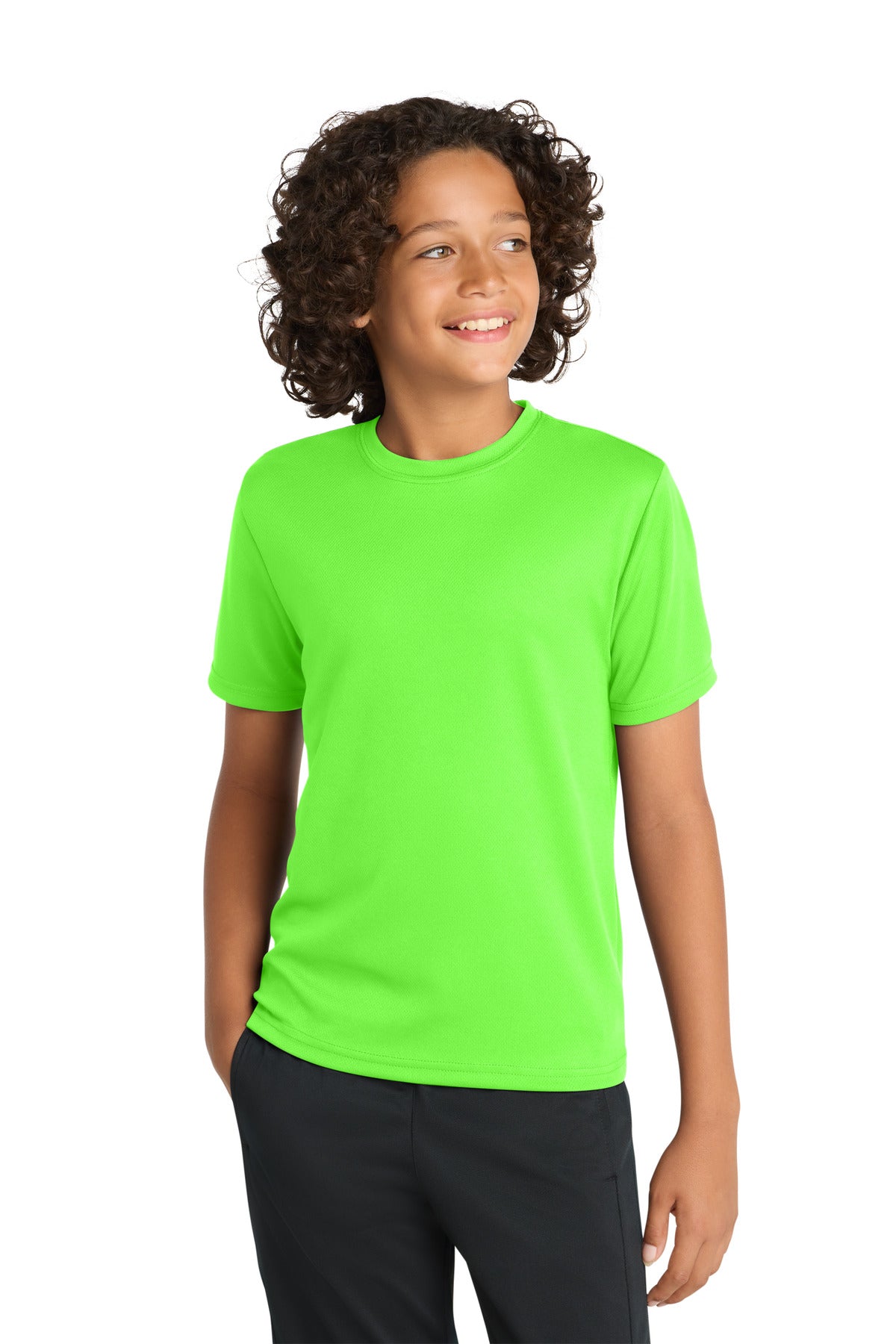 Sport-Tek Youth PosiCharge RacerMesh Tee. YST340 in Neon Green