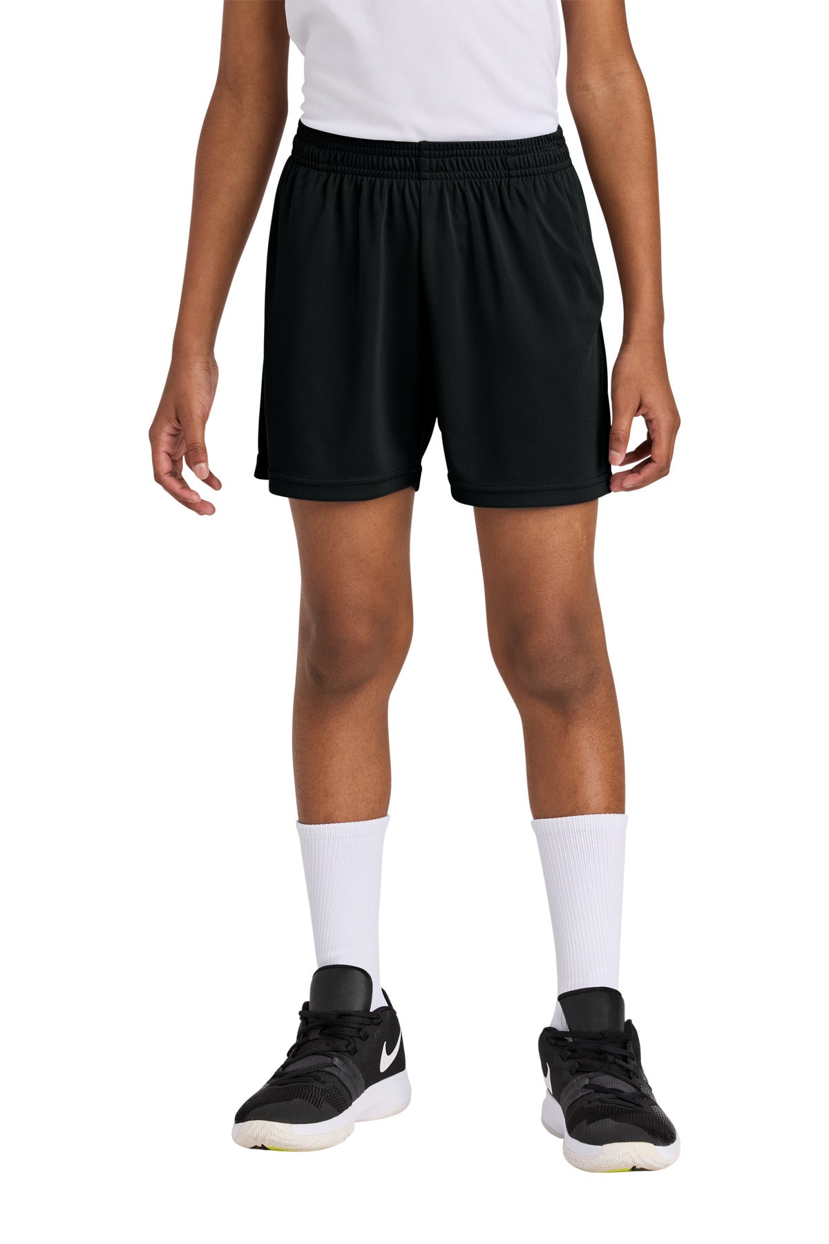 Sport-Tek Youth PosiCharge Competitor 5  Pocketed Short YST349P in Black