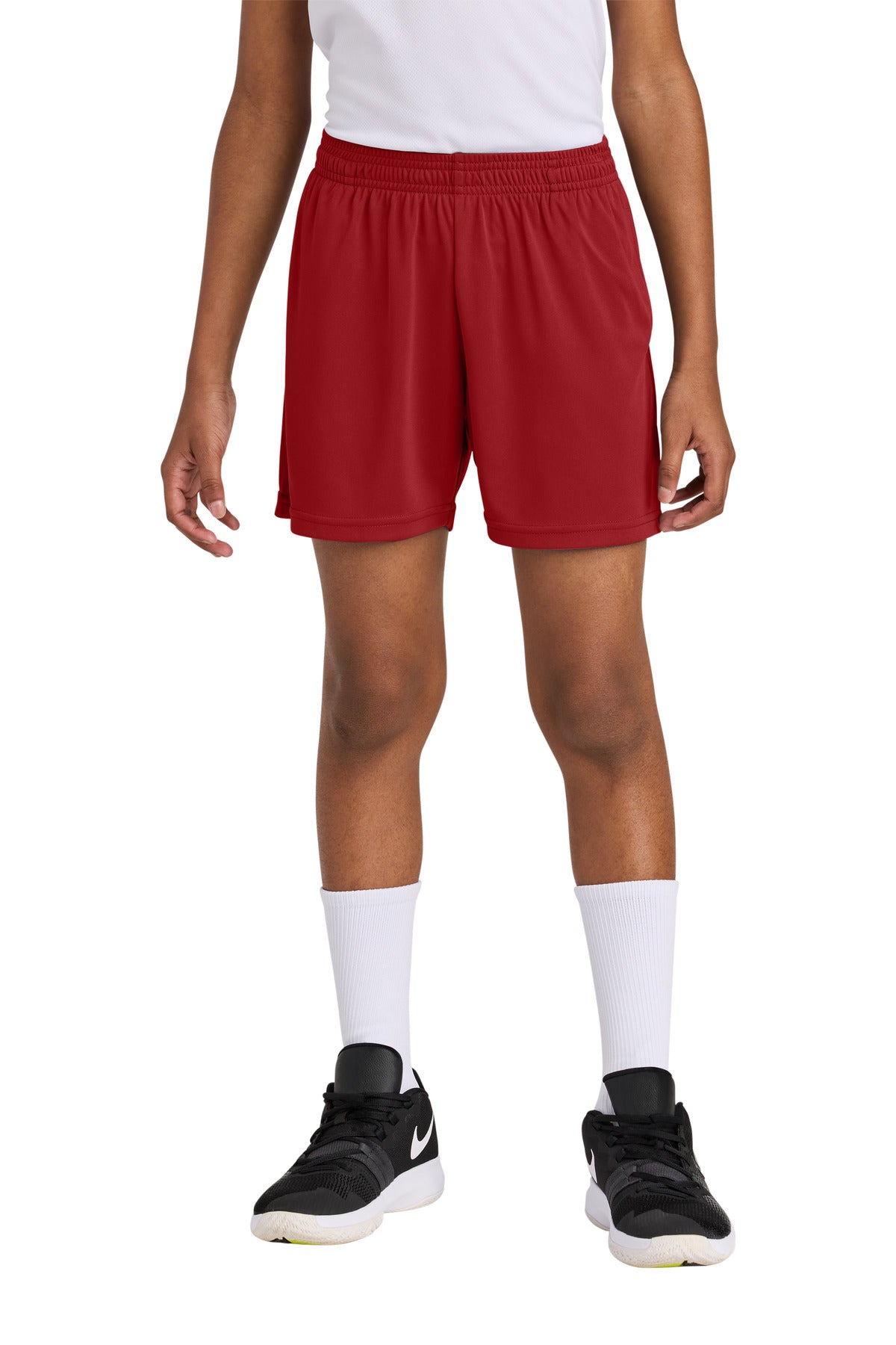 Sport-Tek Youth PosiCharge Competitor 5  Pocketed Short YST349P in Deep Red