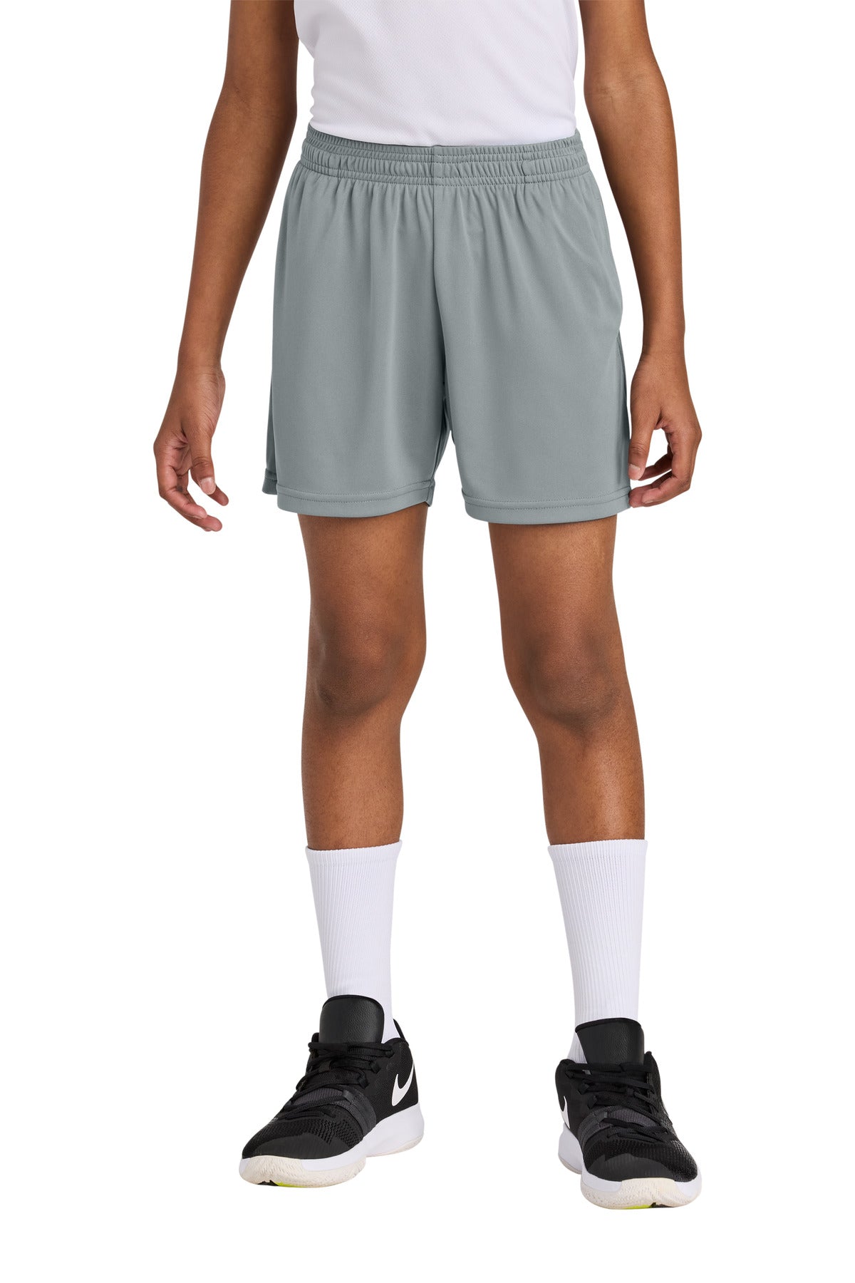Sport-Tek Youth PosiCharge Competitor 5  Pocketed Short YST349P in Silver