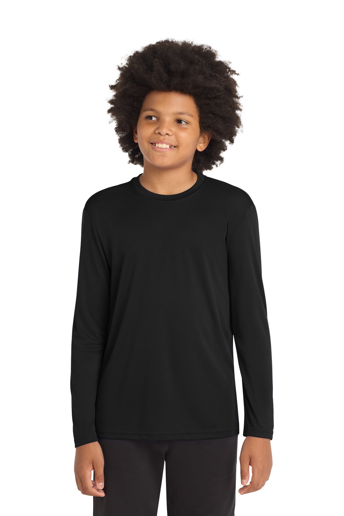 Sport-Tek Youth Long Sleeve PosiCharge Competitor Tee. YST350LS in Black