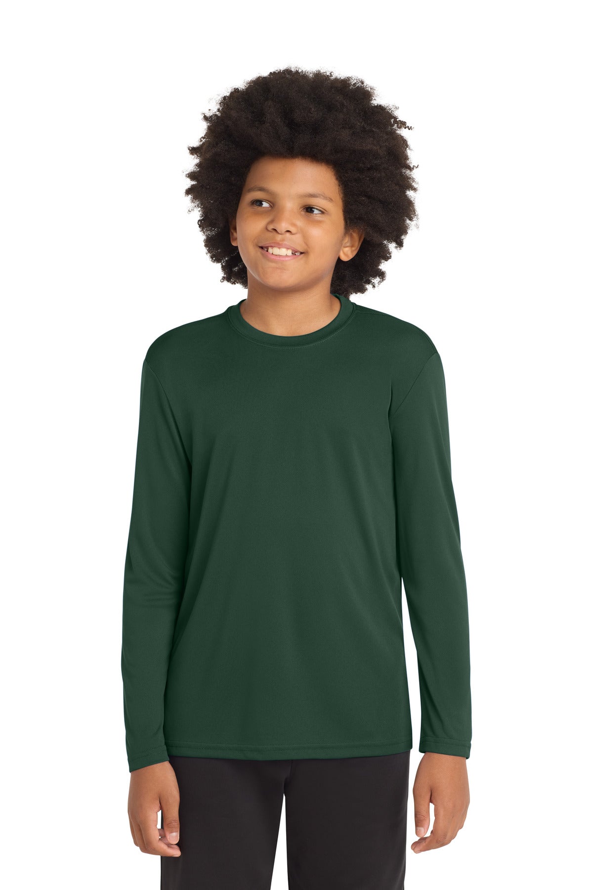Sport-Tek Youth Long Sleeve PosiCharge Competitor Tee. YST350LS in Forest Green