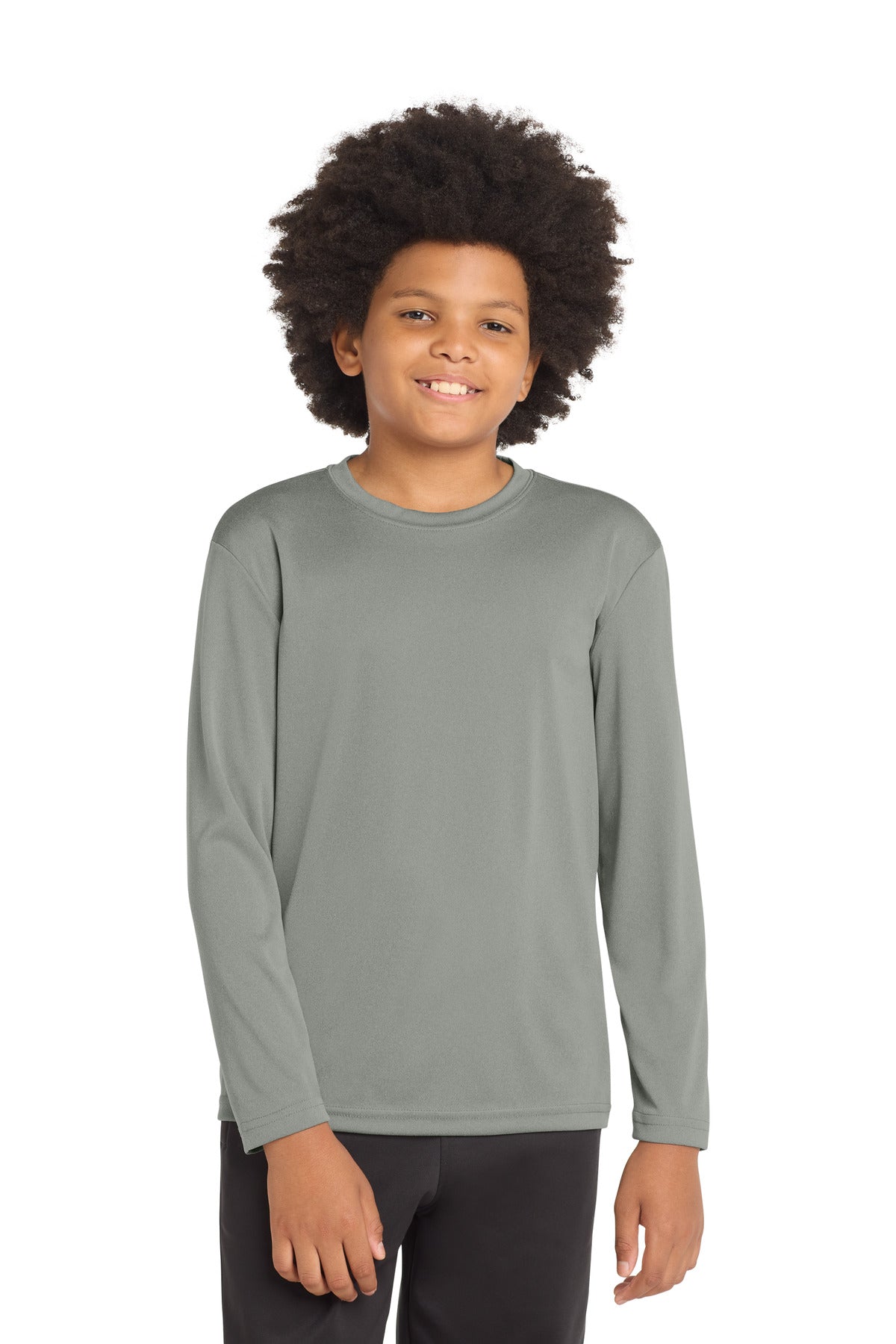 Sport-Tek Youth Long Sleeve PosiCharge Competitor Tee. YST350LS in Grey Concrete Heather
