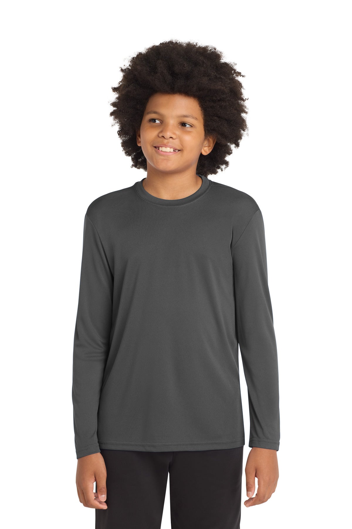 Sport-Tek Youth Long Sleeve PosiCharge Competitor Tee. YST350LS in Iron Grey
