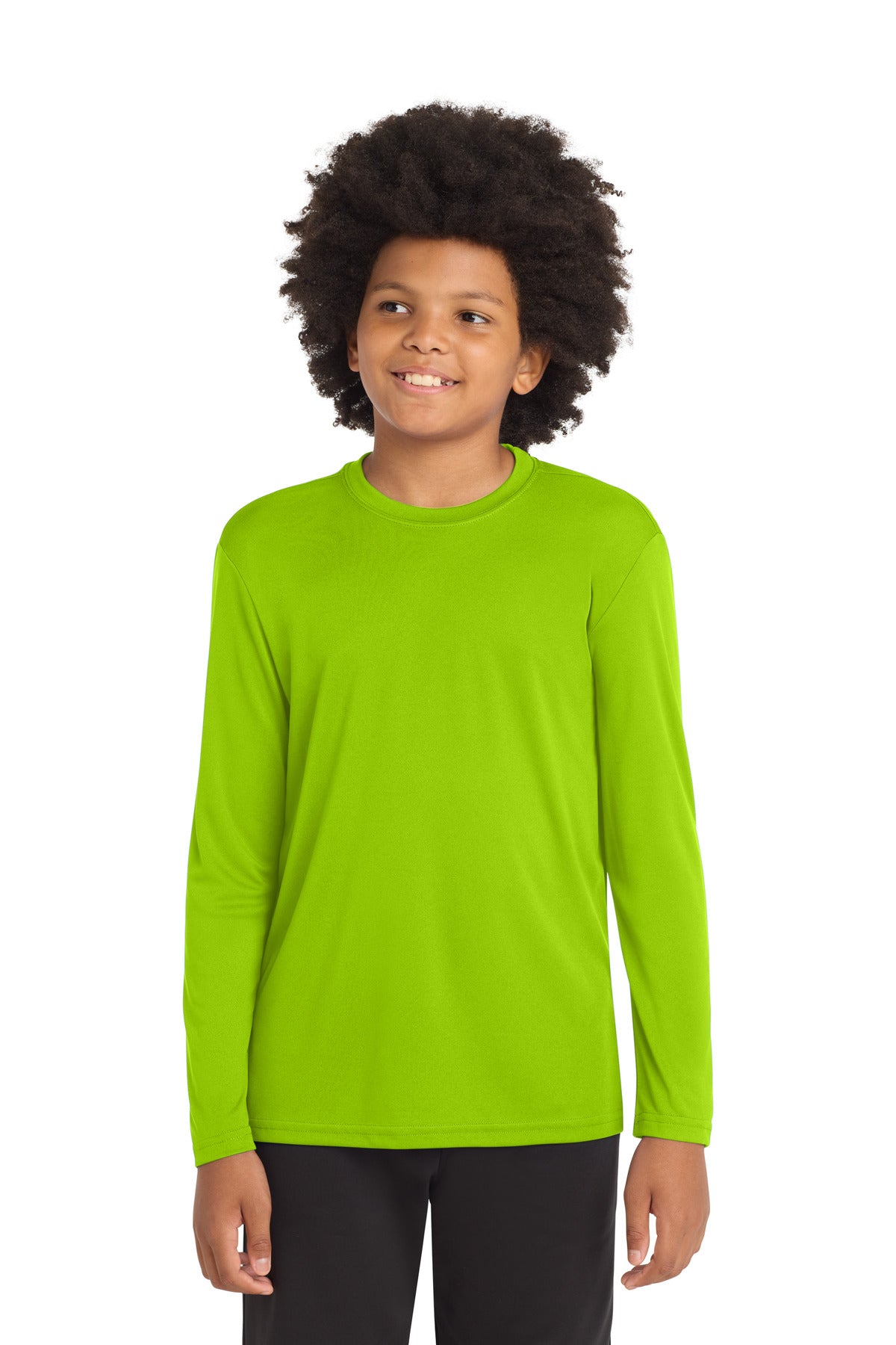 Sport-Tek Youth Long Sleeve PosiCharge Competitor Tee. YST350LS in Lime Shock
