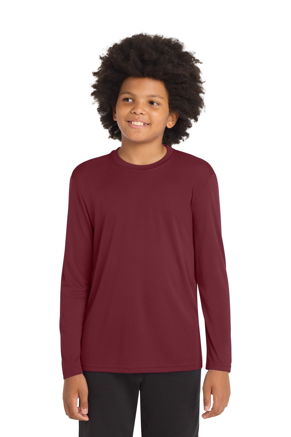 Sport-Tek Youth Long Sleeve PosiCharge Competitor Tee. YST350LS in Maroon