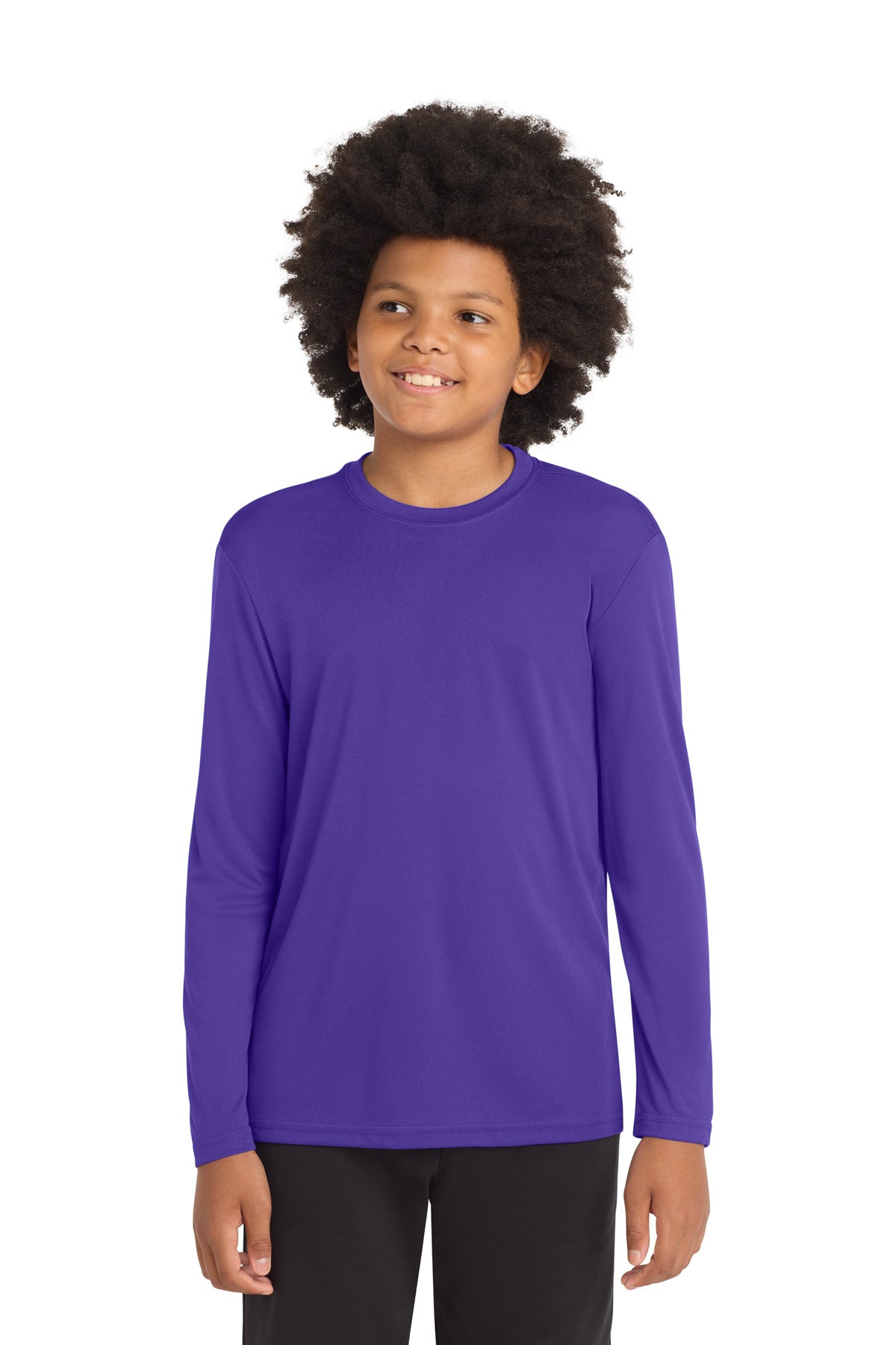 Sport-Tek Youth Long Sleeve PosiCharge Competitor Tee. YST350LS in Purple