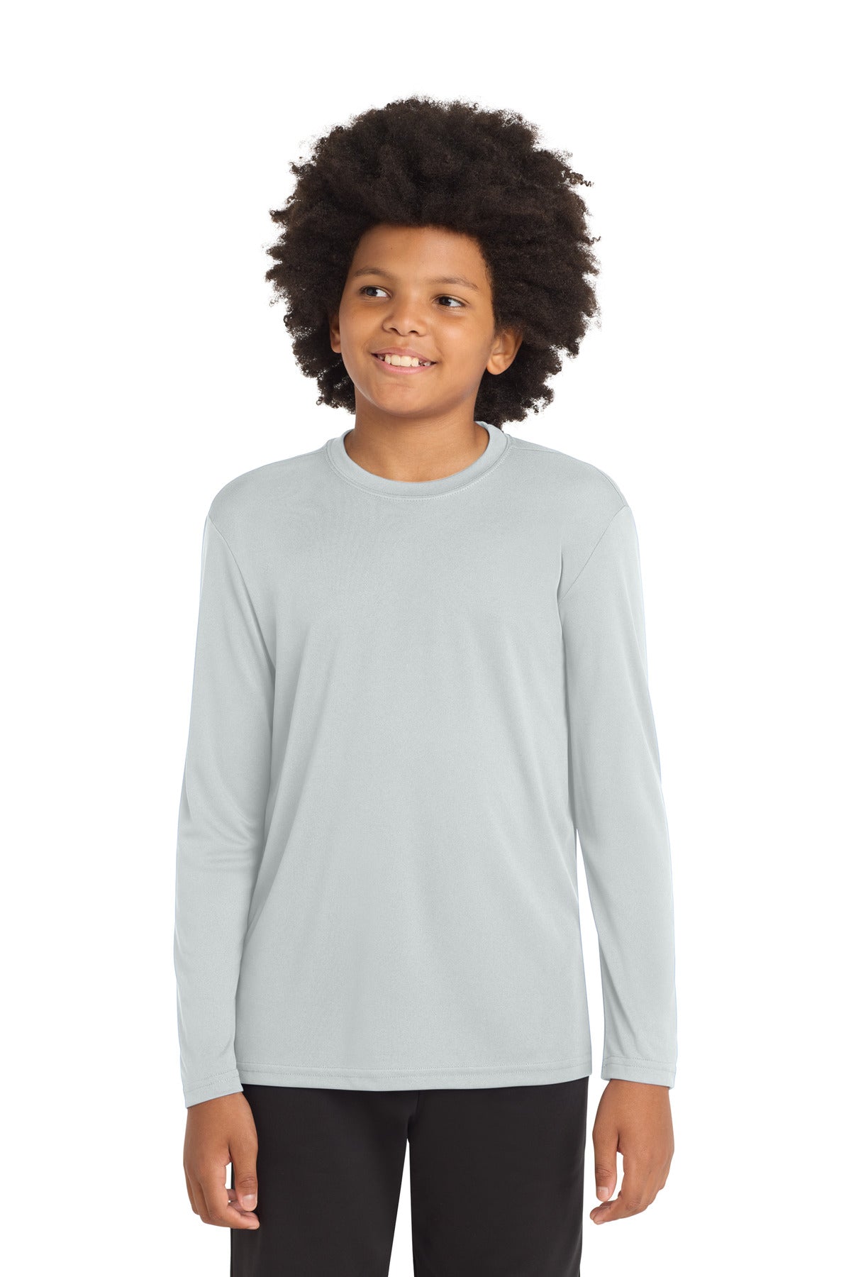 Sport-Tek Youth Long Sleeve PosiCharge Competitor Tee. YST350LS in Silver