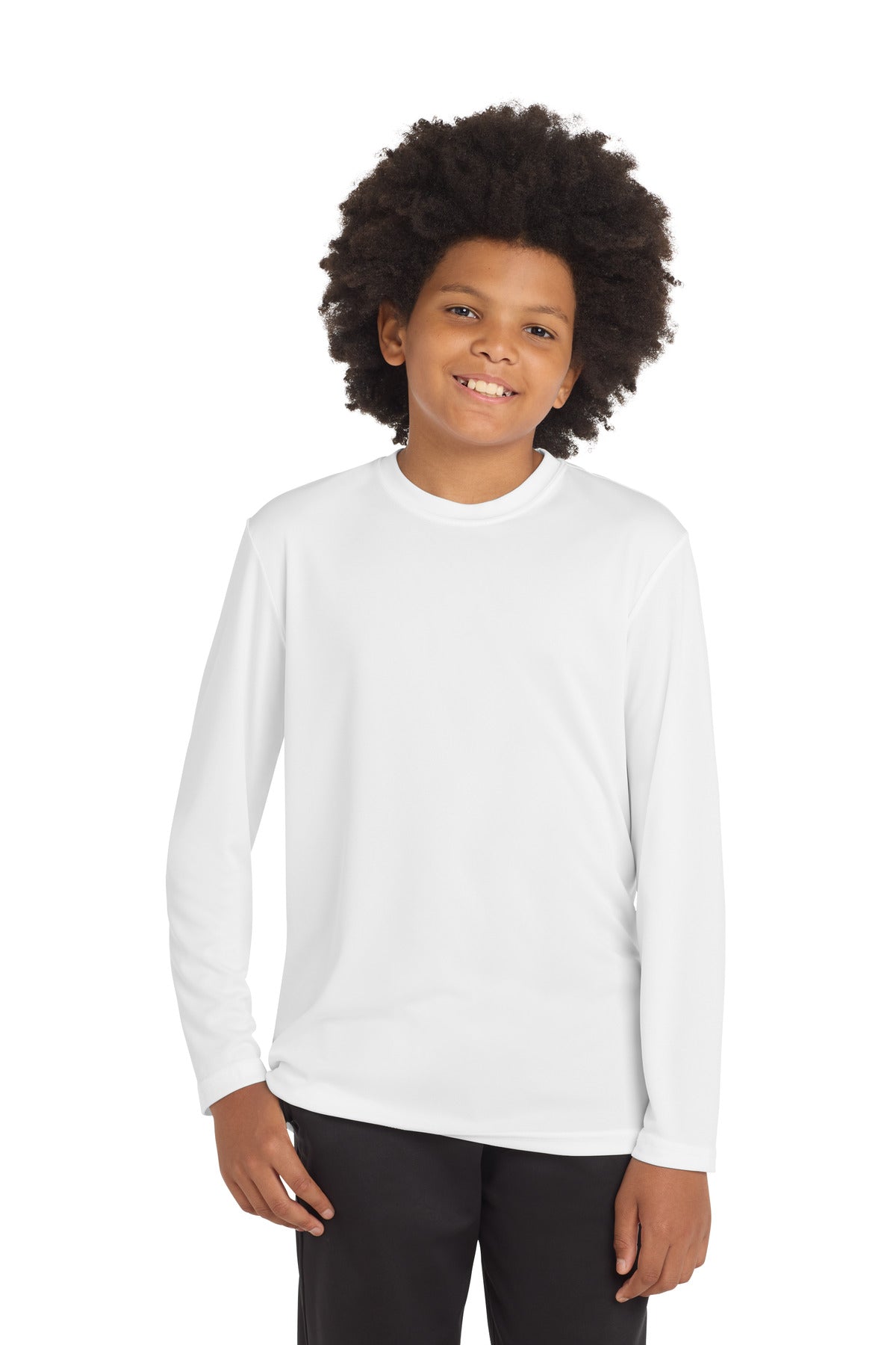 Sport-Tek Youth Long Sleeve PosiCharge Competitor Tee. YST350LS in White