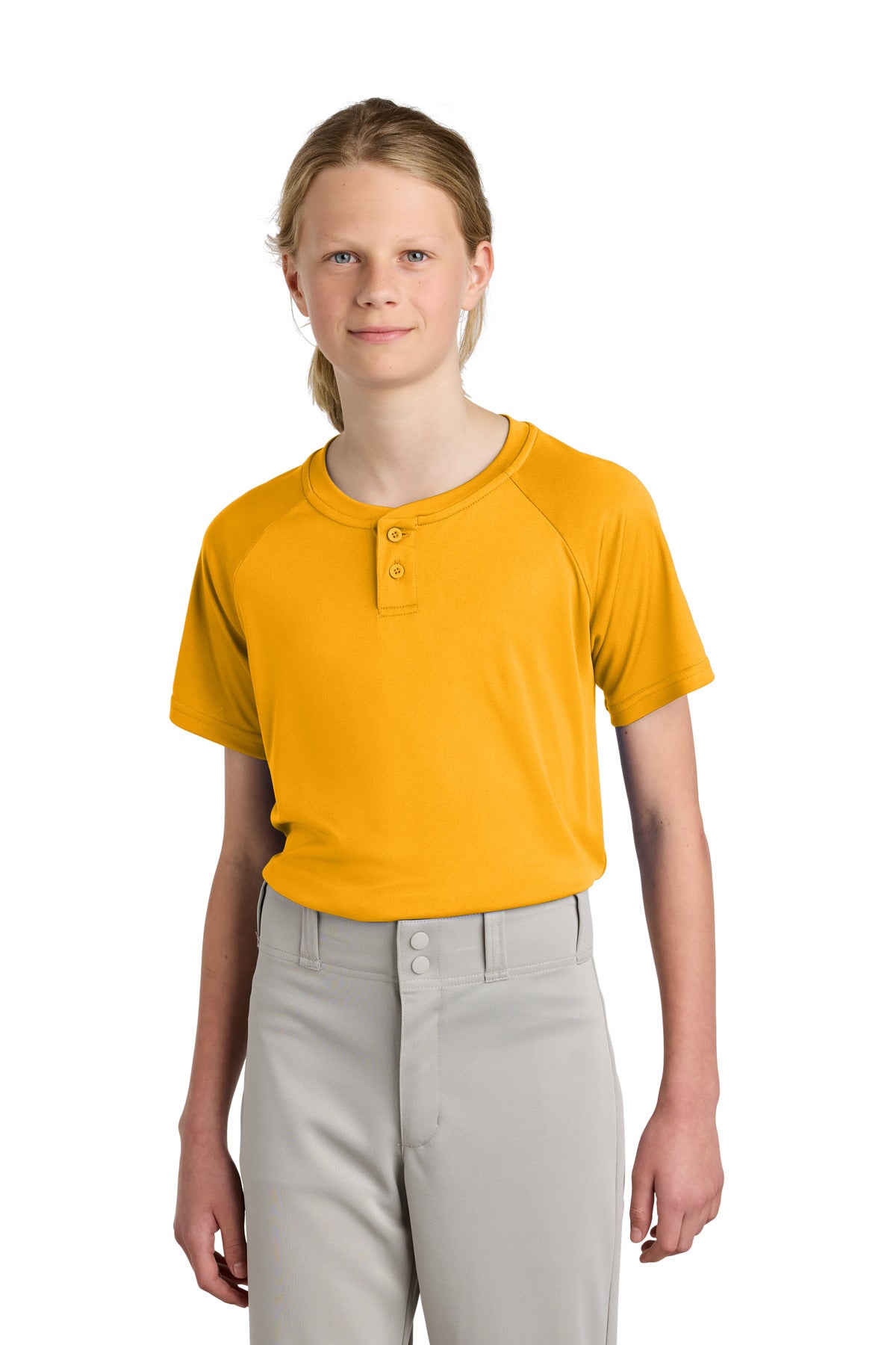 Sport-Tek Youth PosiCharge Competitor 2-Button Henley YST359 in Gold