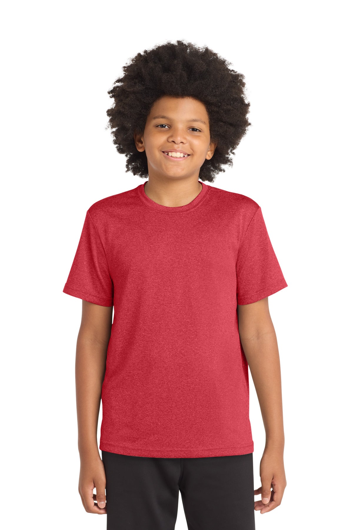 Sport-Tek Youth Heather Contender Tee. YST360 in Scarlet Heather