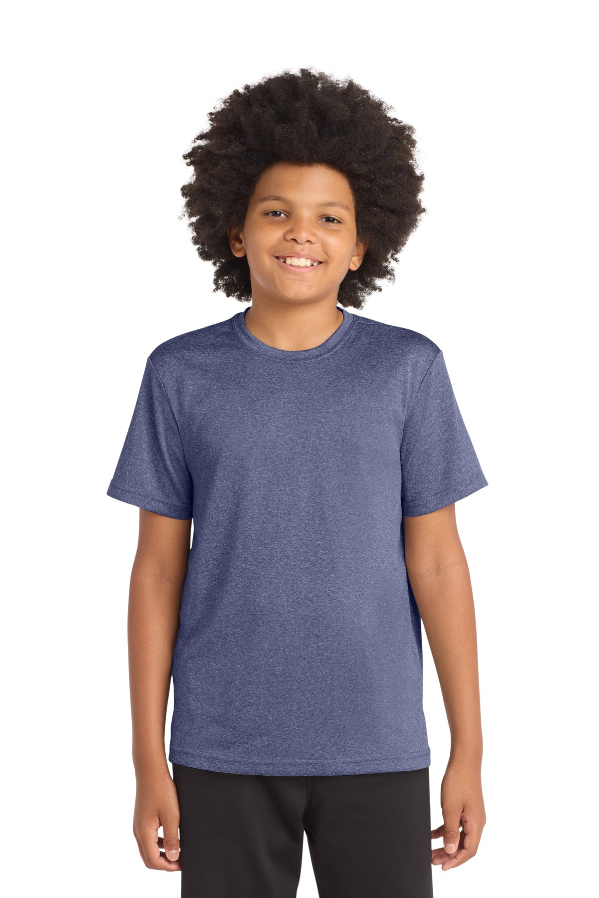 Sport-Tek Youth Heather Contender Tee. YST360 in True Navy Heather