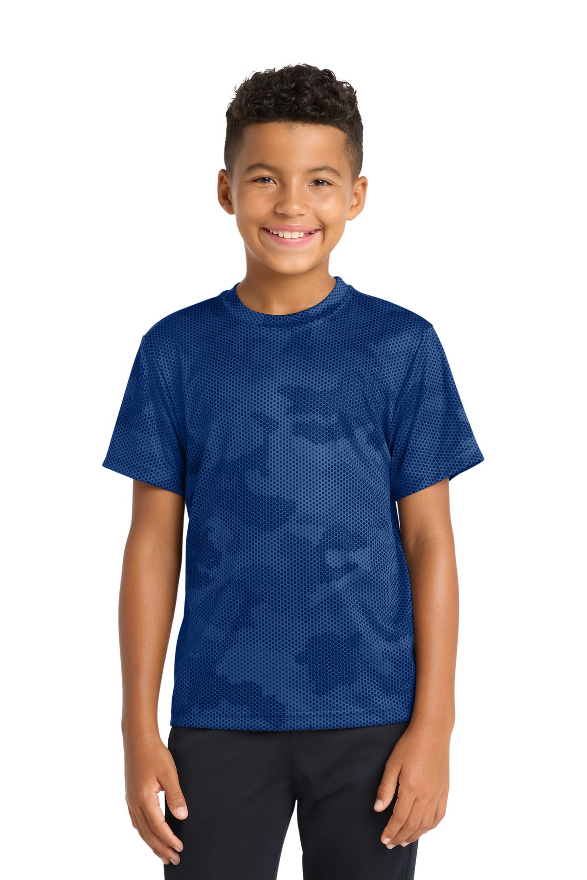 Sport-Tek Youth CamoHex Tee. YST370 in True Royal