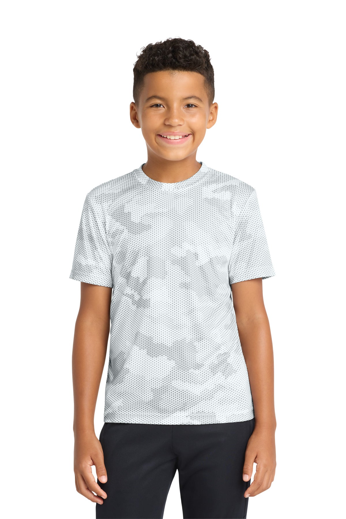 Sport-Tek Youth CamoHex Tee. YST370 in White