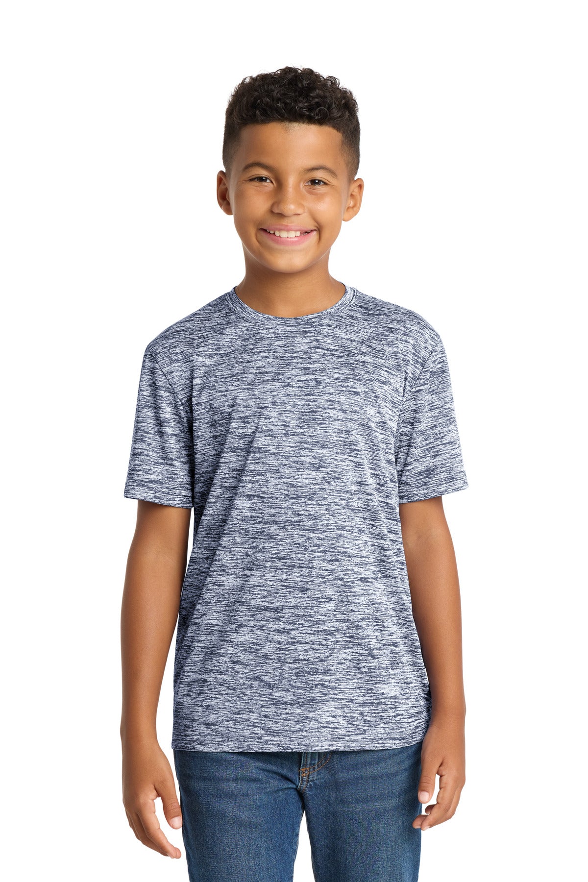 Sport-Tek Youth PosiCharge Electric Heather Tee. YST390 in True Navy Electric