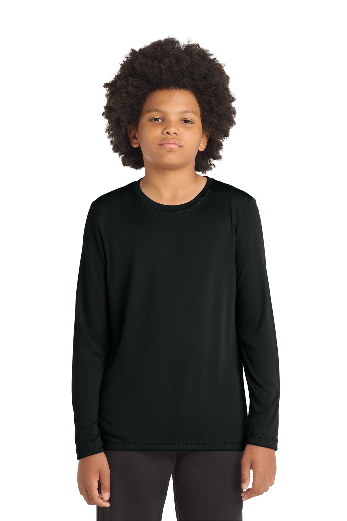 Sport-Tek  Youth Posi-UV Pro Long Sleeve Tee. YST420LS in Black