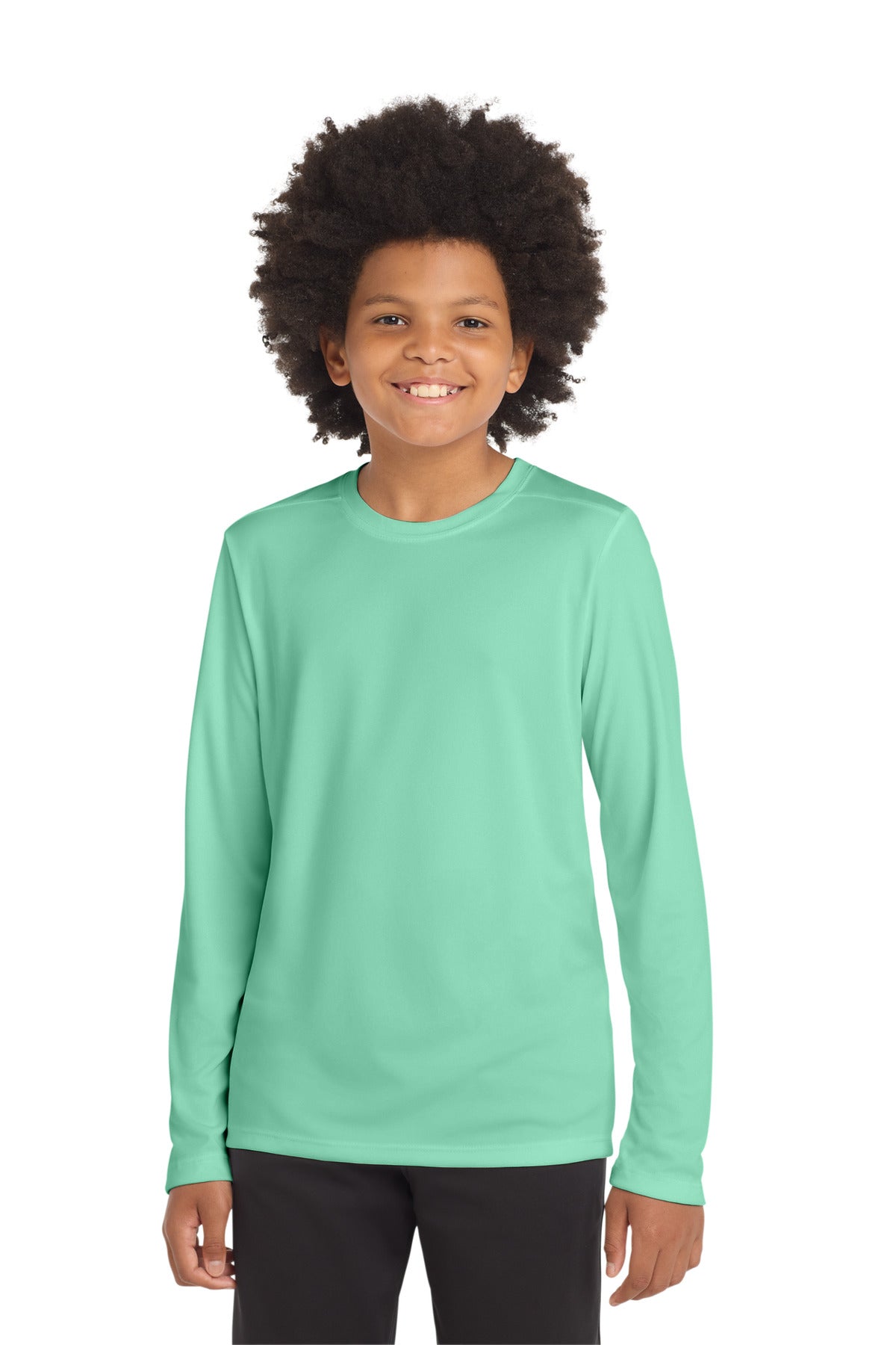 Sport-Tek  Youth Posi-UV Pro Long Sleeve Tee. YST420LS in Bright Seafoam