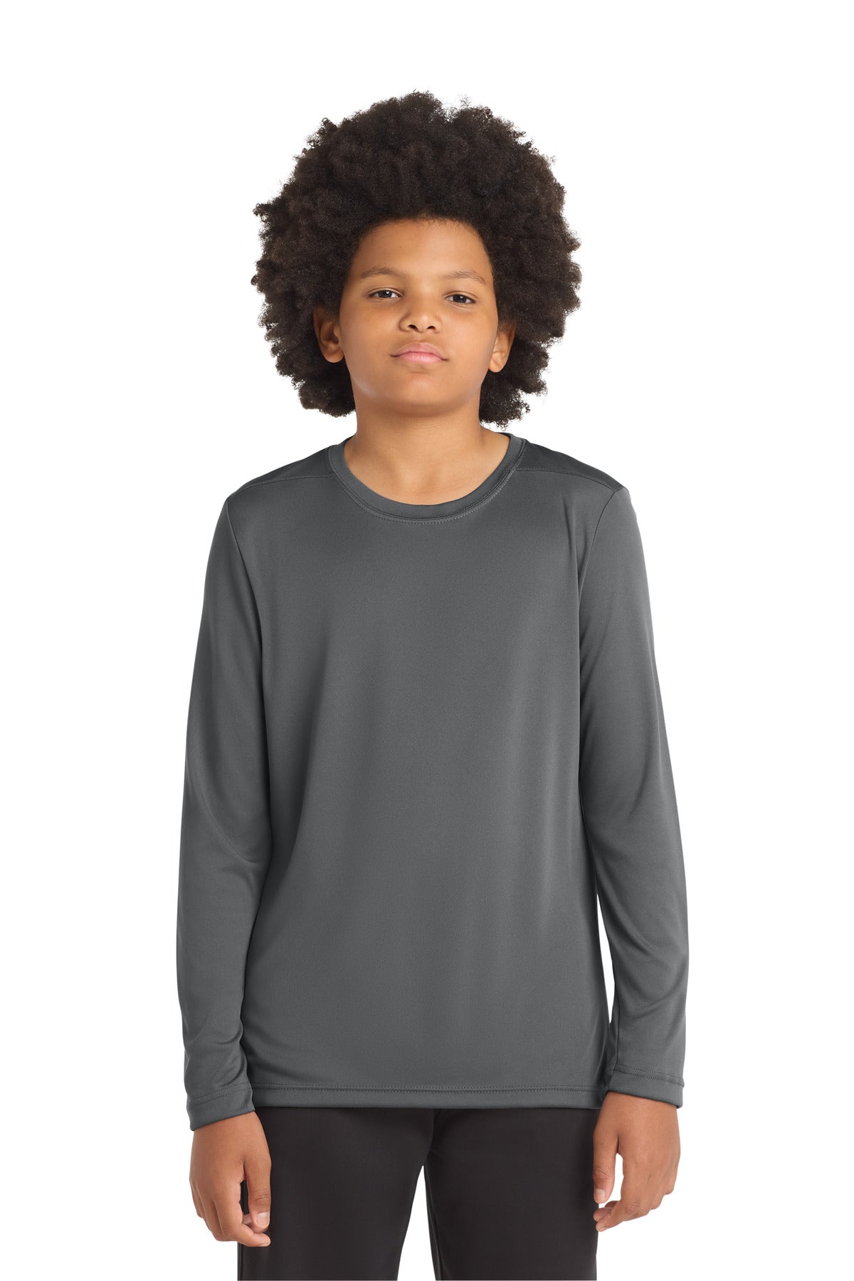 Sport-Tek  Youth Posi-UV Pro Long Sleeve Tee. YST420LS in Dark Smoke Grey