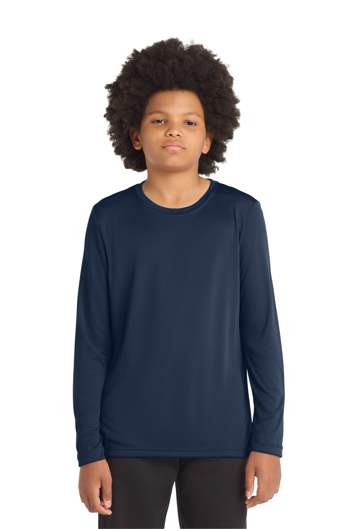 Sport-Tek  Youth Posi-UV Pro Long Sleeve Tee. YST420LS in True Navy