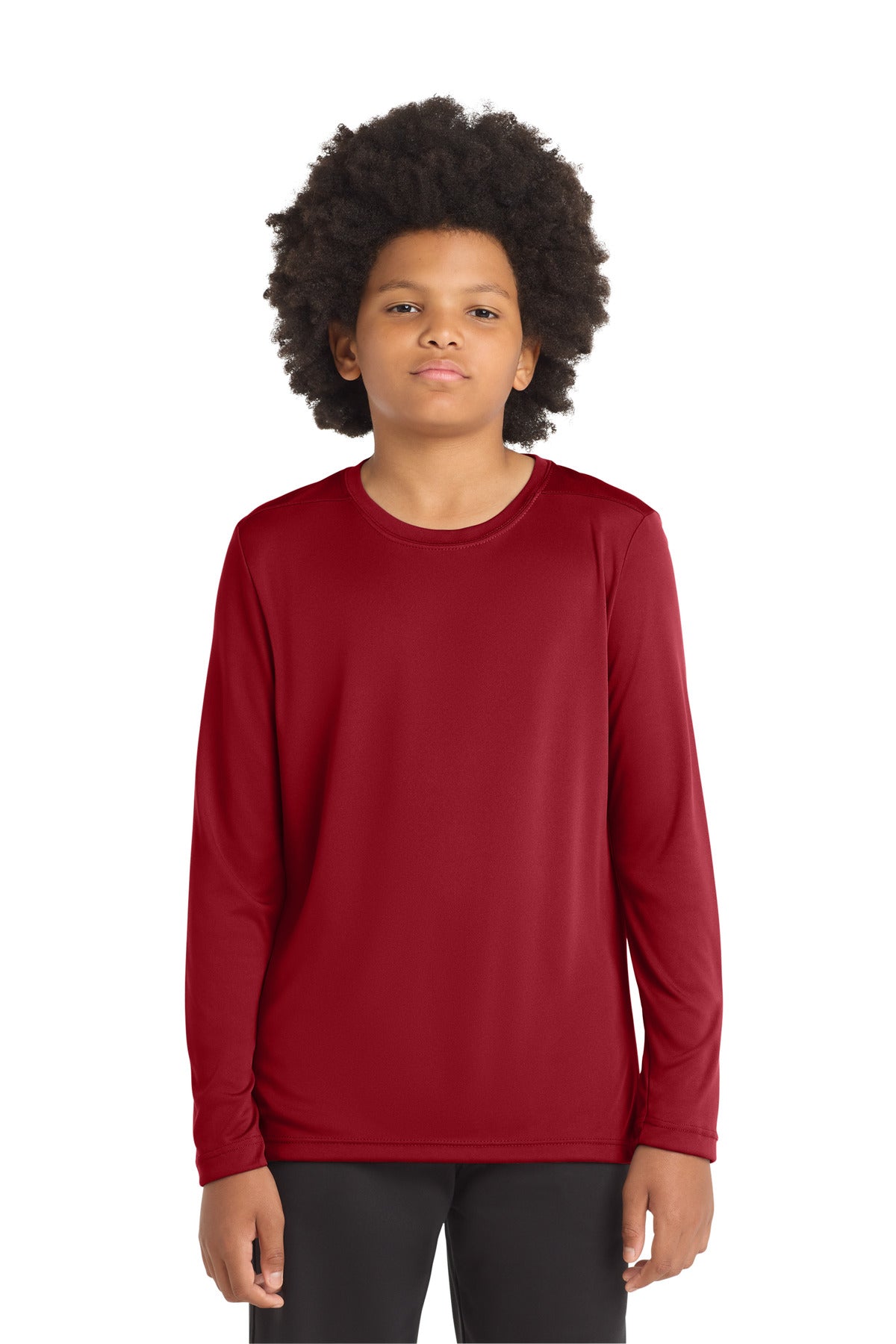 Sport-Tek  Youth Posi-UV Pro Long Sleeve Tee. YST420LS in True Red