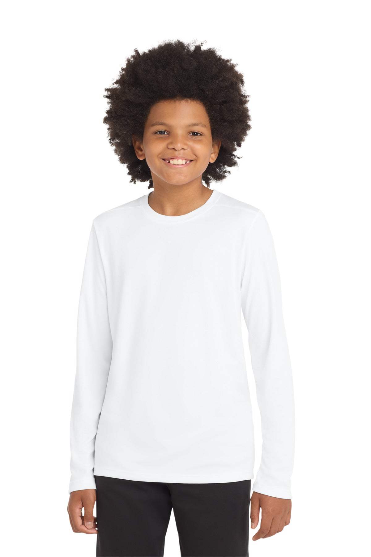 Sport-Tek  Youth Posi-UV Pro Long Sleeve Tee. YST420LS in White