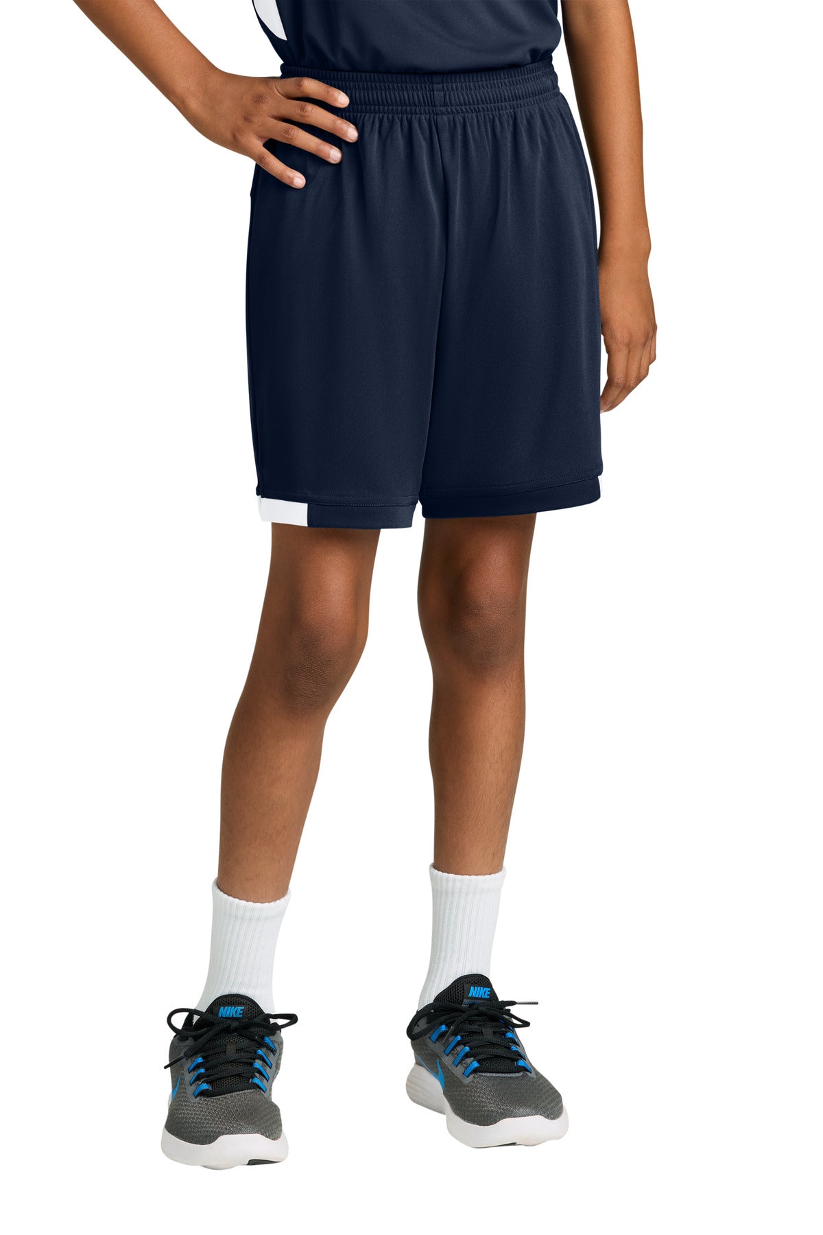 Sport-Tek Youth Club 5  Short YST4420 in True Navy/ White