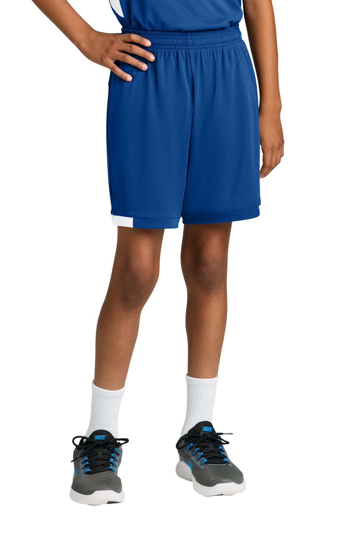 Sport-Tek Youth Club 5  Short YST4420 in True Royal/ White