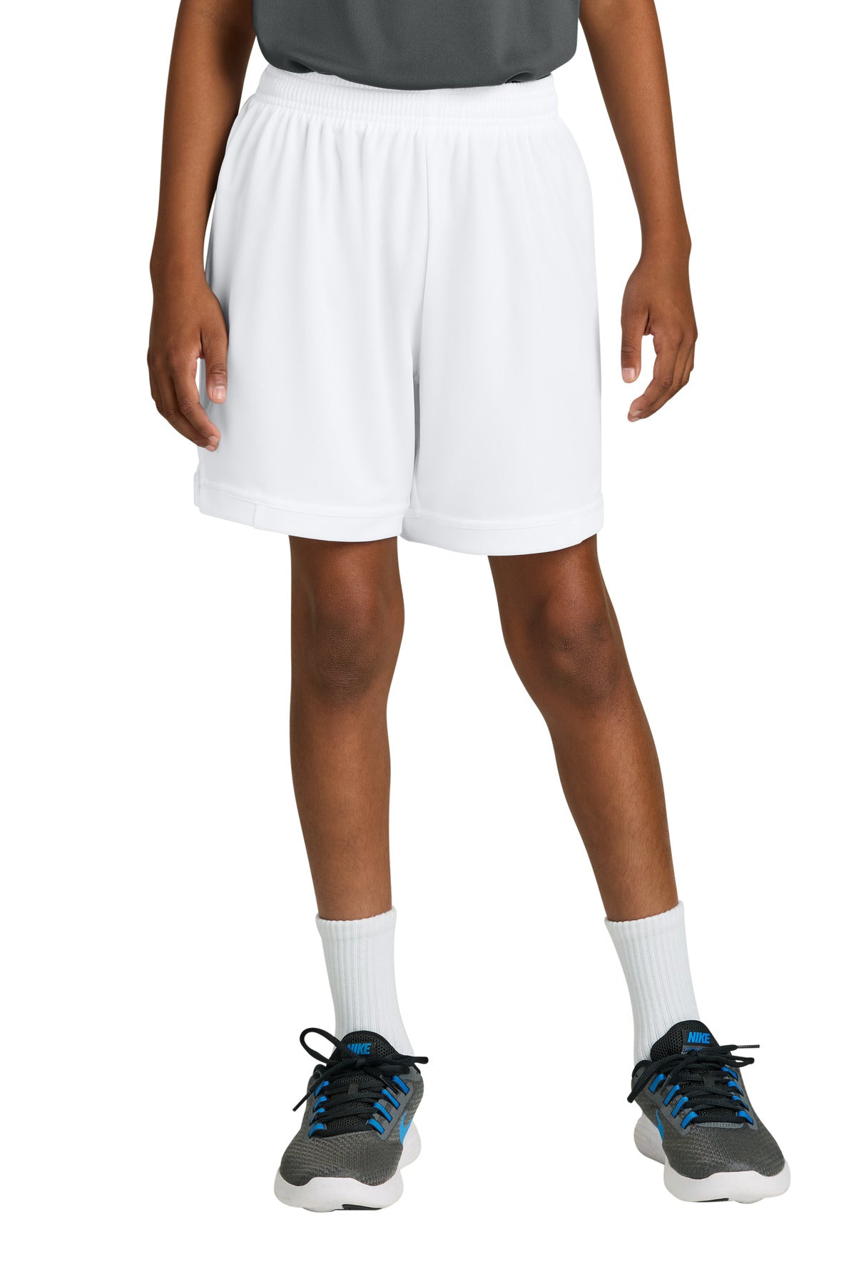 Sport-Tek Youth Club 5  Short YST4420 in White/ White