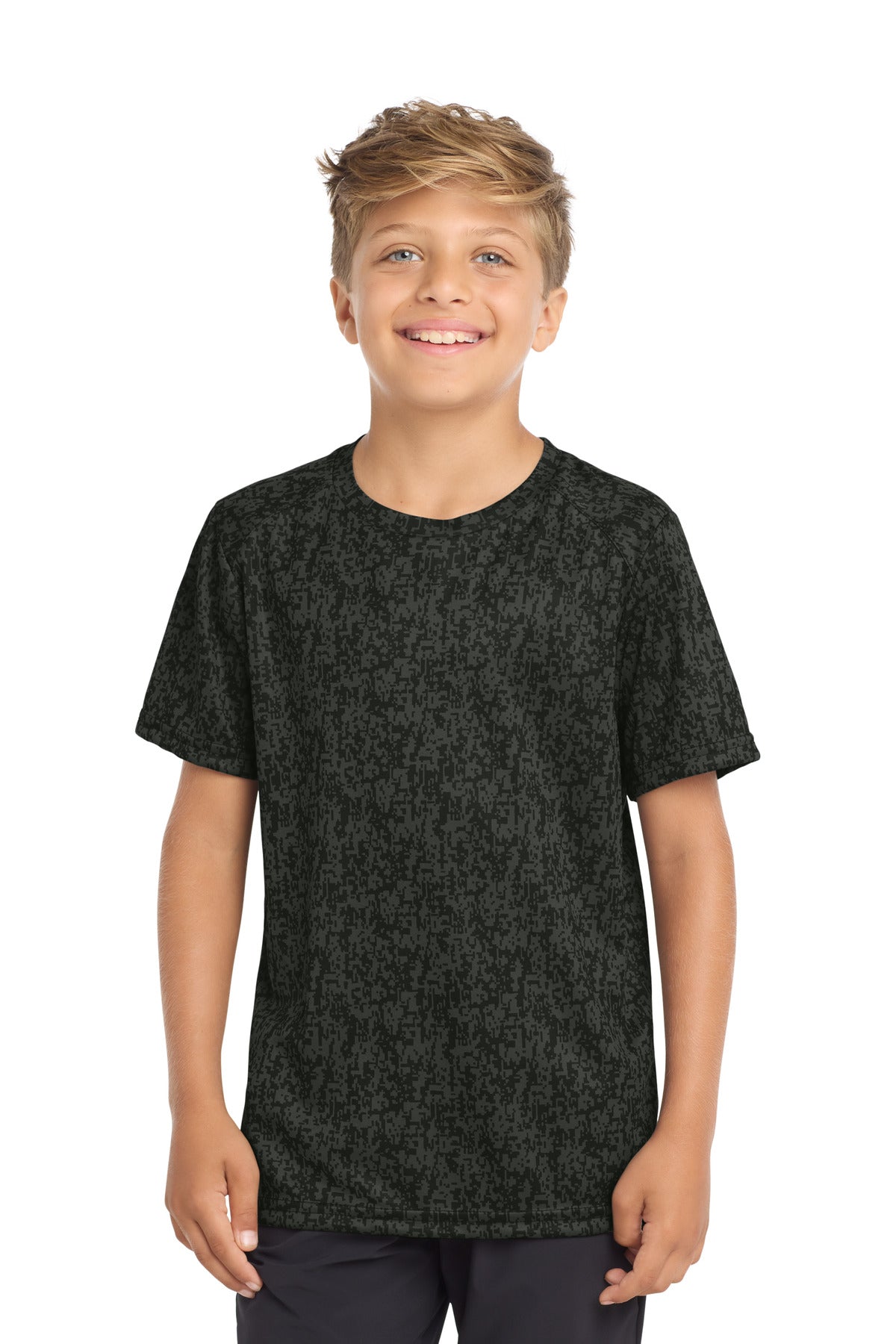 Sport-Tek  Youth Digi Camo Tee. YST460 in Black