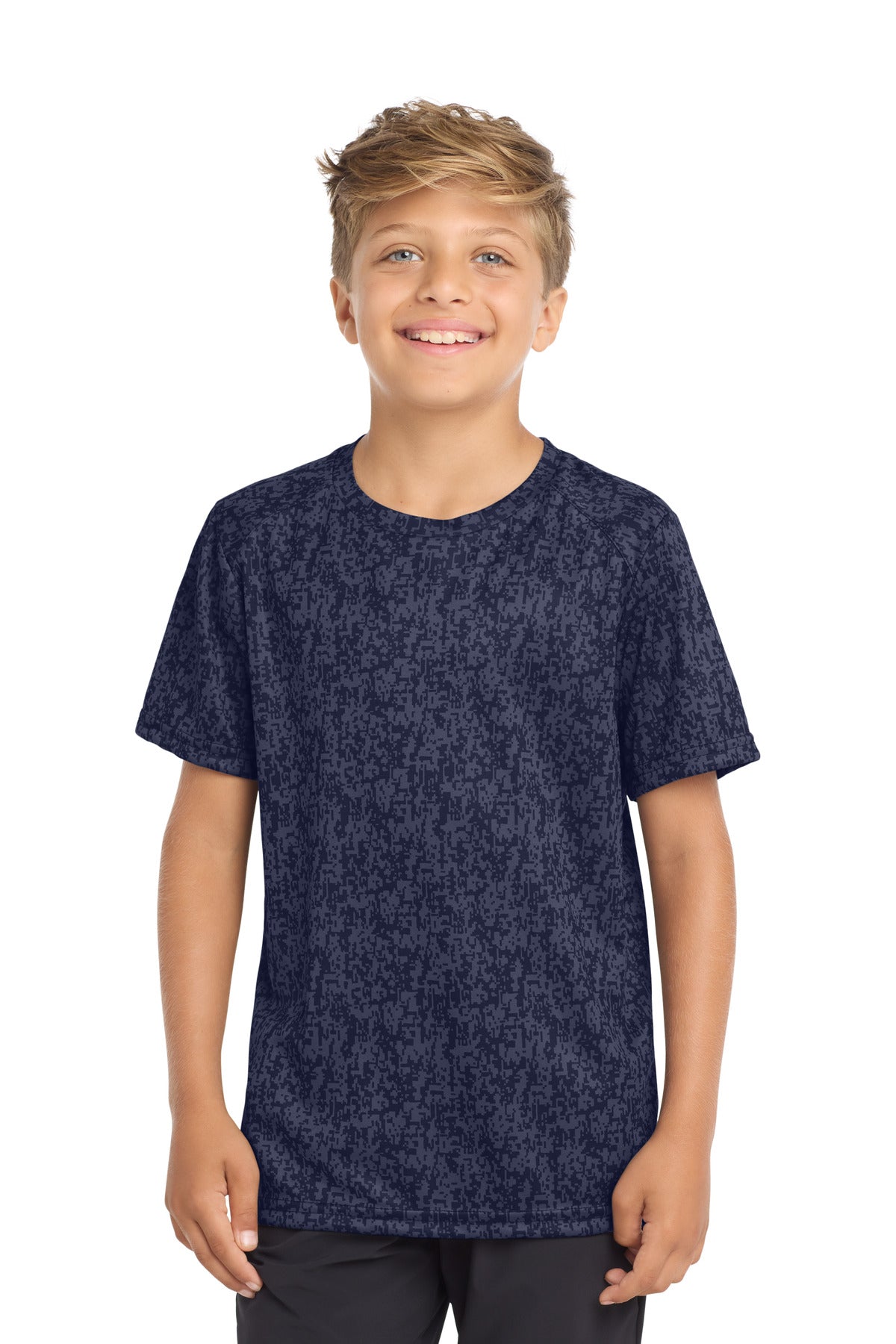 Sport-Tek  Youth Digi Camo Tee. YST460 in True Navy