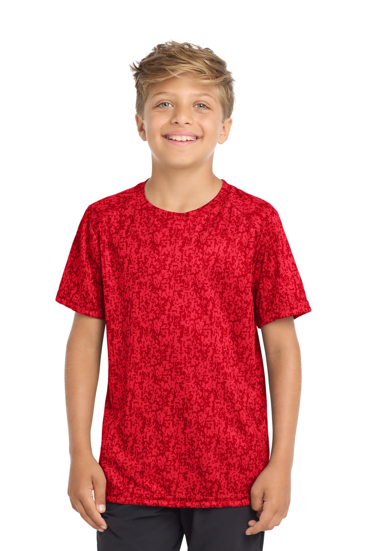 Sport-Tek  Youth Digi Camo Tee. YST460 in True Red