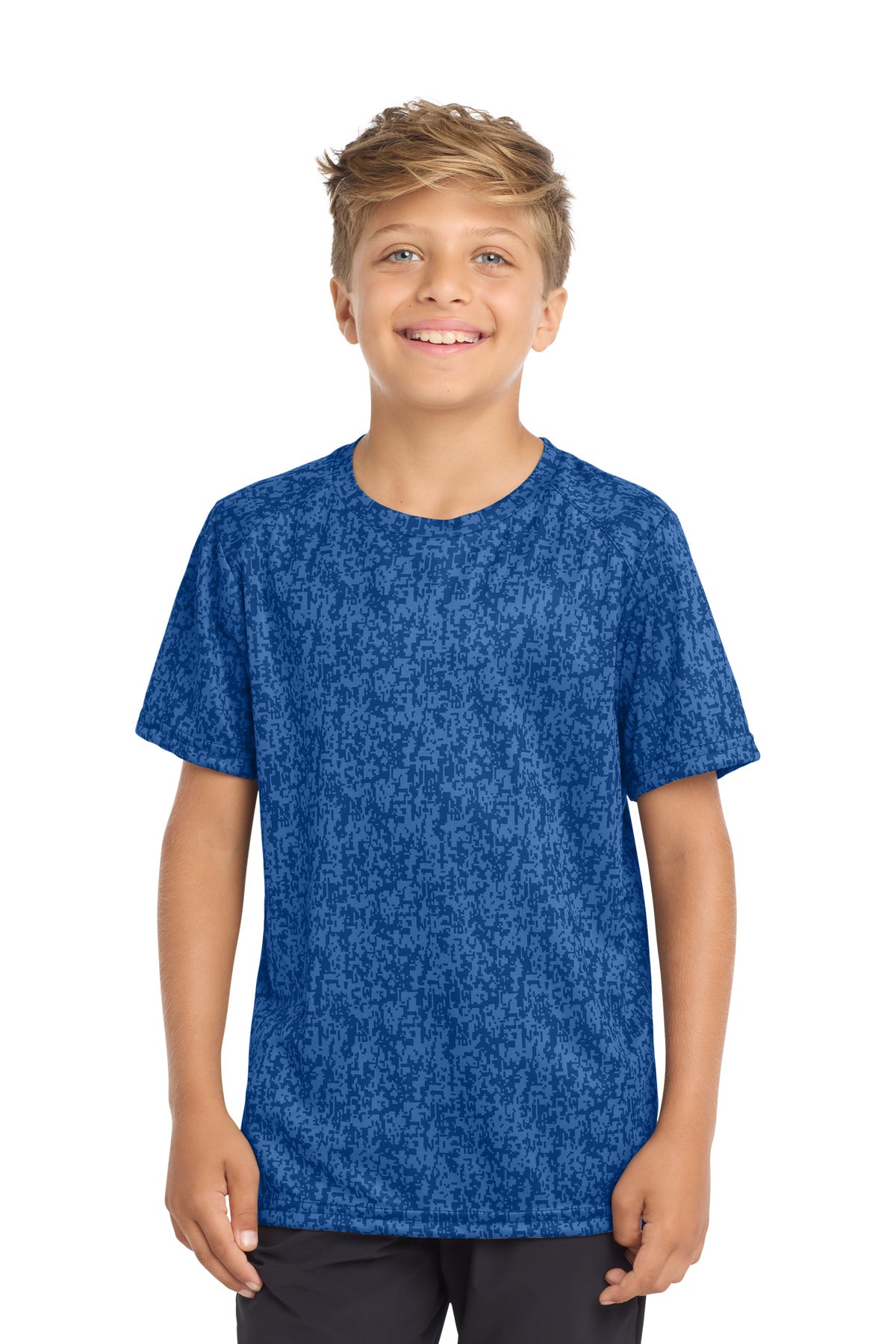 Sport-Tek  Youth Digi Camo Tee. YST460 in True Royal