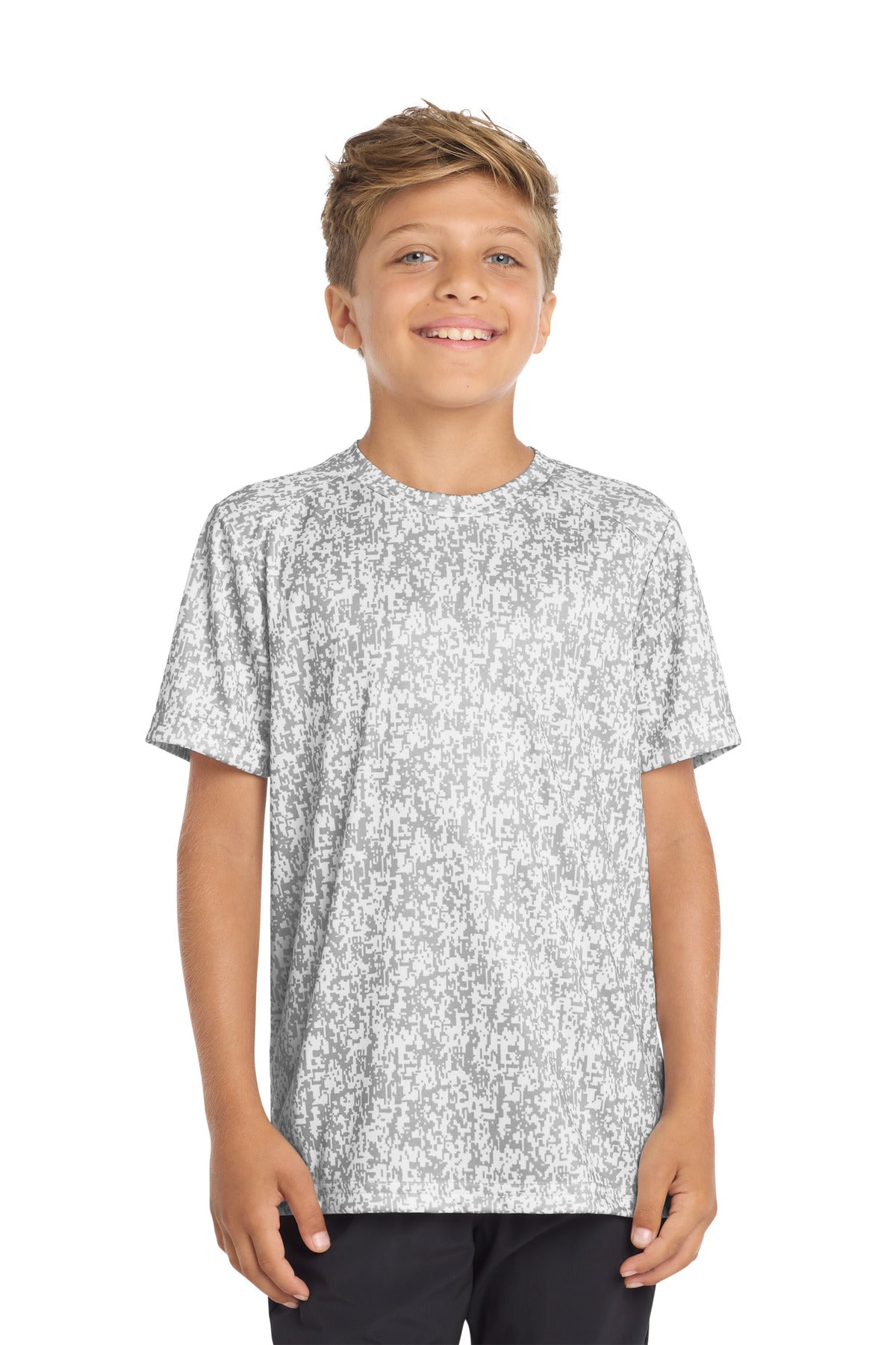 Sport-Tek  Youth Digi Camo Tee. YST460 in White