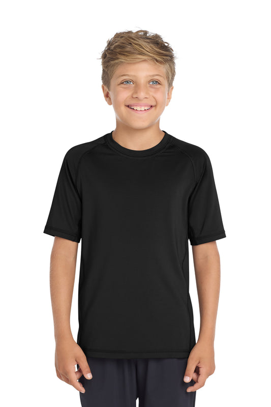 Sport-Tek  Youth Rashguard Tee. YST470 in Black