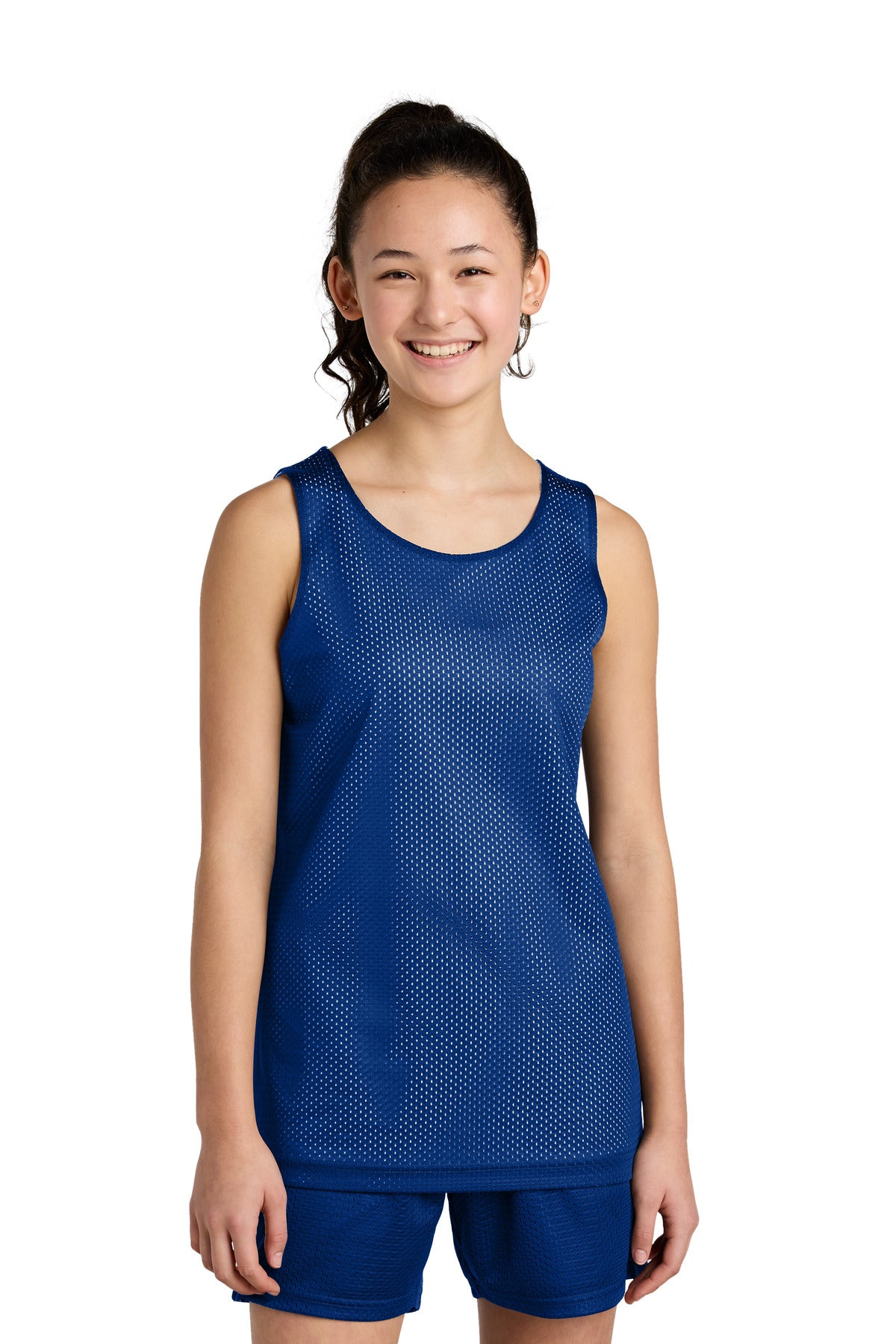 Sport-Tek Youth PosiCharge Reversible Mesh Tank YST5000 in True Royal/ White