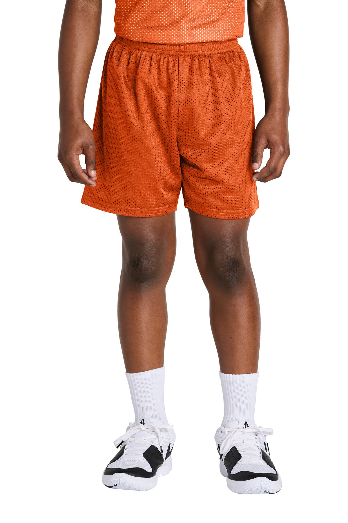 Sport-Tek Youth PosiCharge Mesh 5  Short YST5100 in Deep Orange