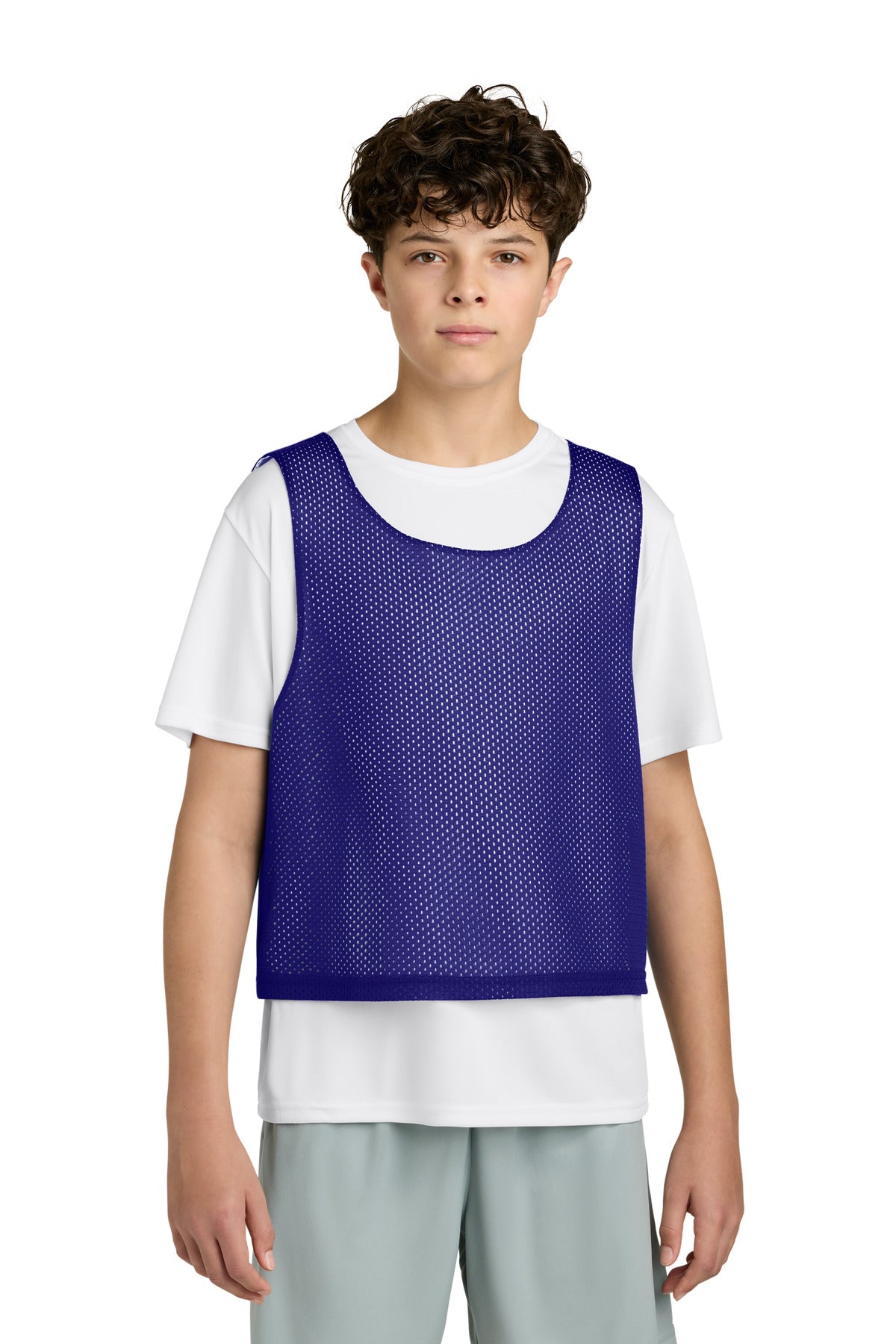 Sport-Tek Youth Lacrosse Reversible Pinnie YST512 in Purple/ White