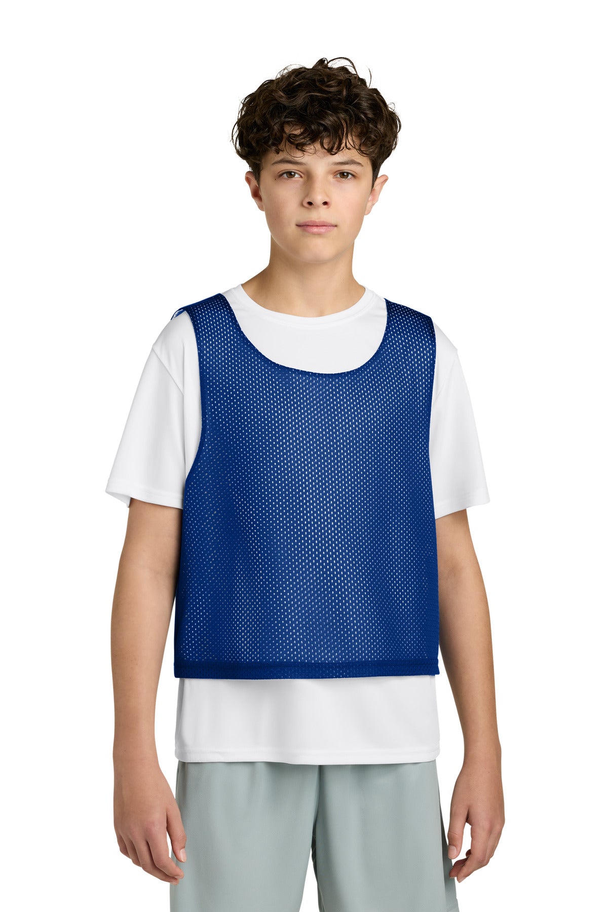 Sport-Tek Youth Lacrosse Reversible Pinnie YST512 in True Royal/ White
