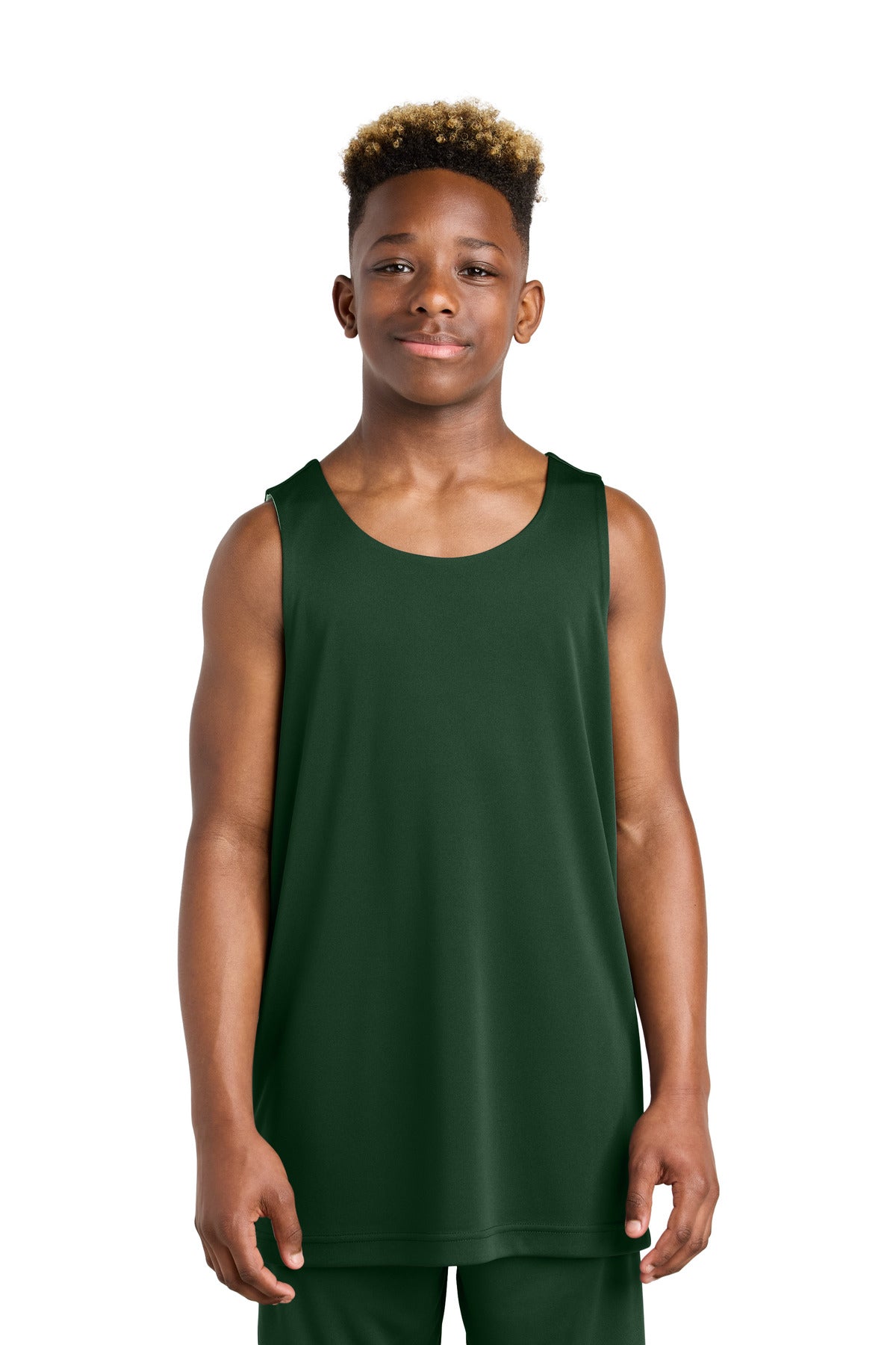 Sport-Tek Youth PosiCharge Competitor Rev Tank YST551 in Forest Green/ White