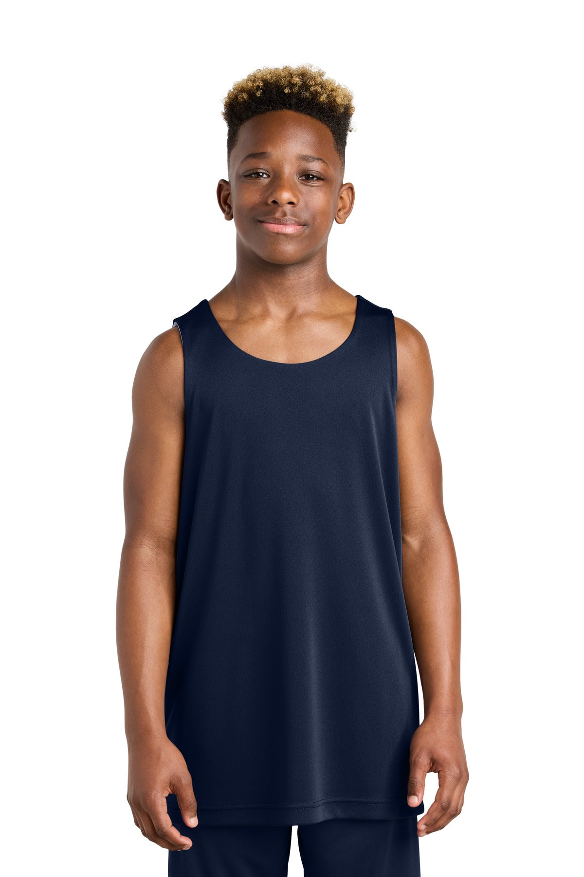 Sport-Tek Youth PosiCharge Competitor Rev Tank YST551 in True Navy/ White