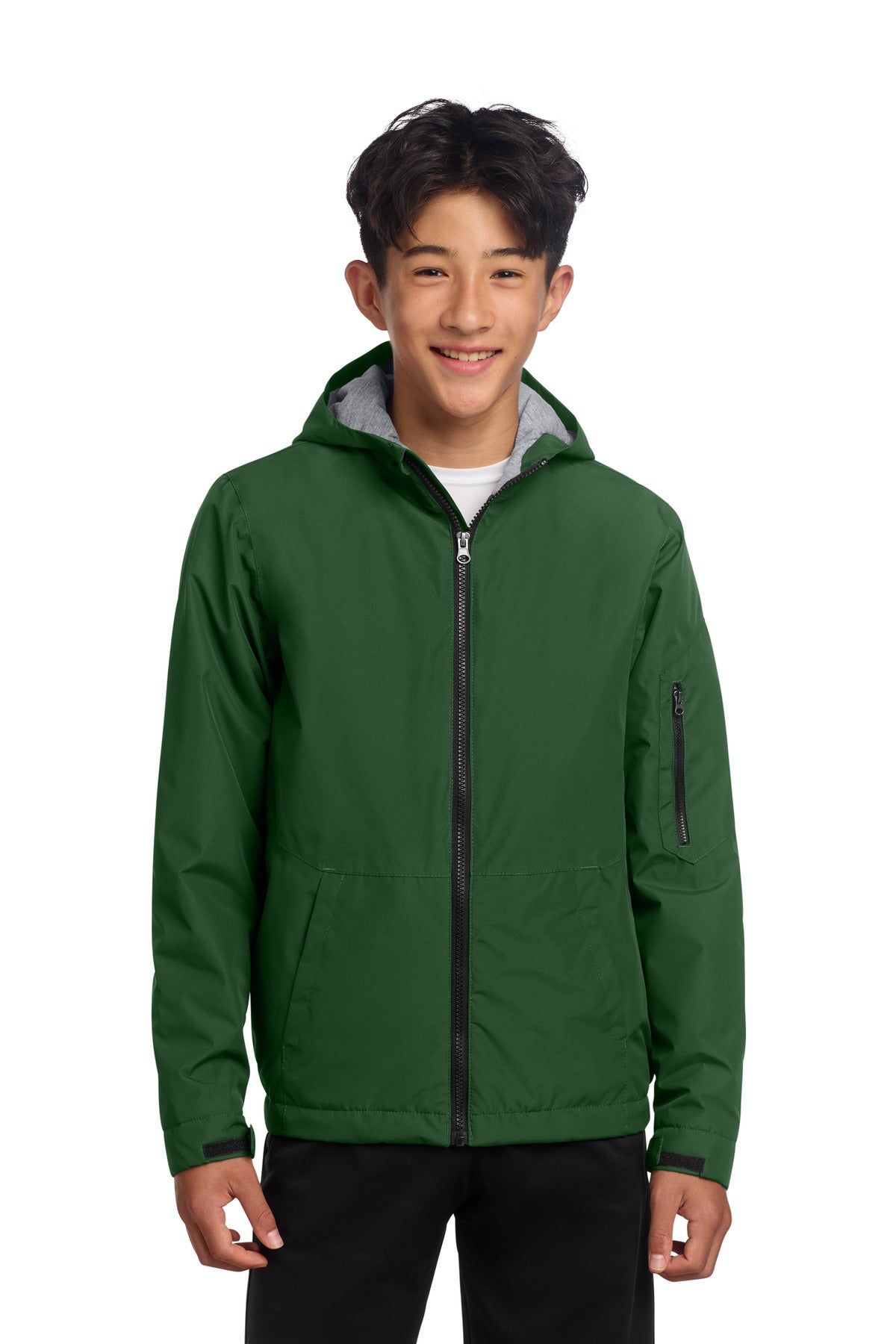 Sport-Tek Youth Waterproof Insulated Jacket YST56 in Forest Green